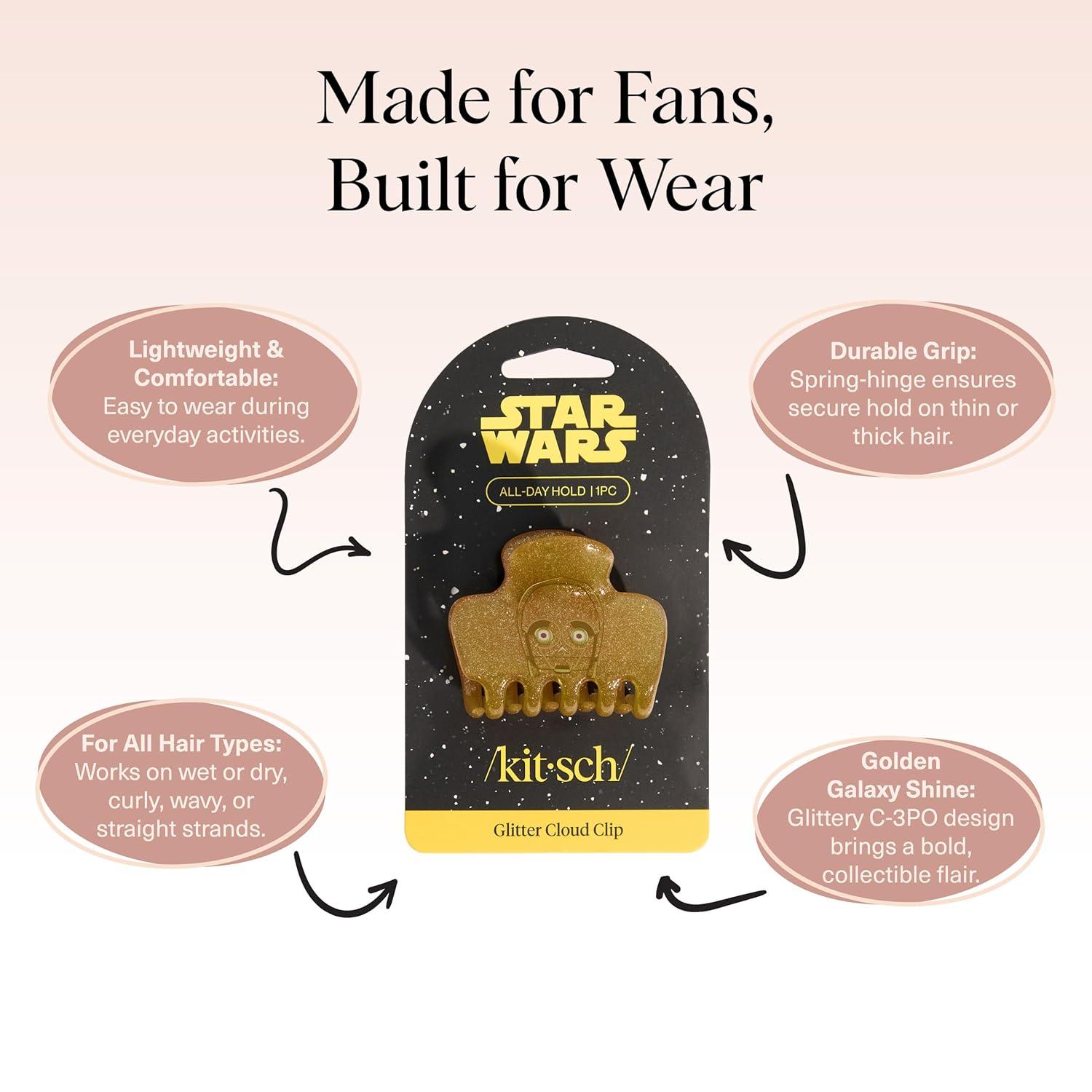 image:imageKitsch x Hello Kitty Medium Hair Clips for Women Strong Hold Claw Clips for Thick or Thin Hair Recycled Plastic NonSlip Durable Ideal Gifts For Women White with Red BowsC3PO