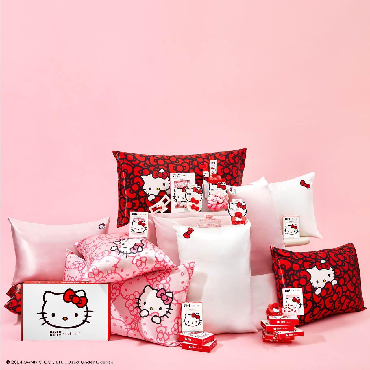 image:imageKitsch x Hello Kitty Medium Hair Clips for Women Strong Hold Claw Clips for Thick or Thin Hair Recycled Plastic NonSlip Durable Ideal Gifts For Women White with Red BowsRed Kitty Bows