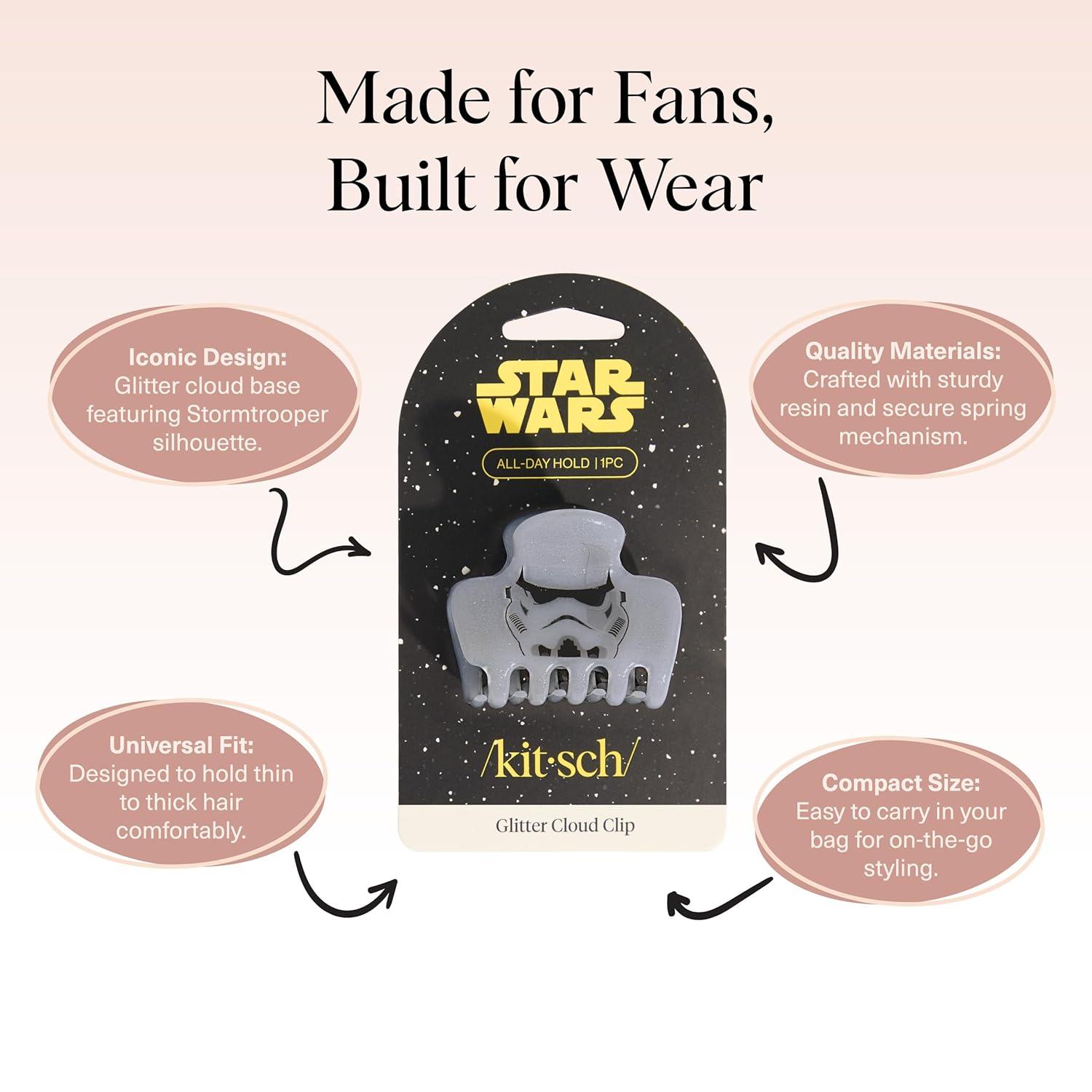 image:imageKitsch x Hello Kitty Medium Hair Clips for Women Strong Hold Claw Clips for Thick or Thin Hair Recycled Plastic NonSlip Durable Ideal Gifts For Women White with Red BowsStormtrooper