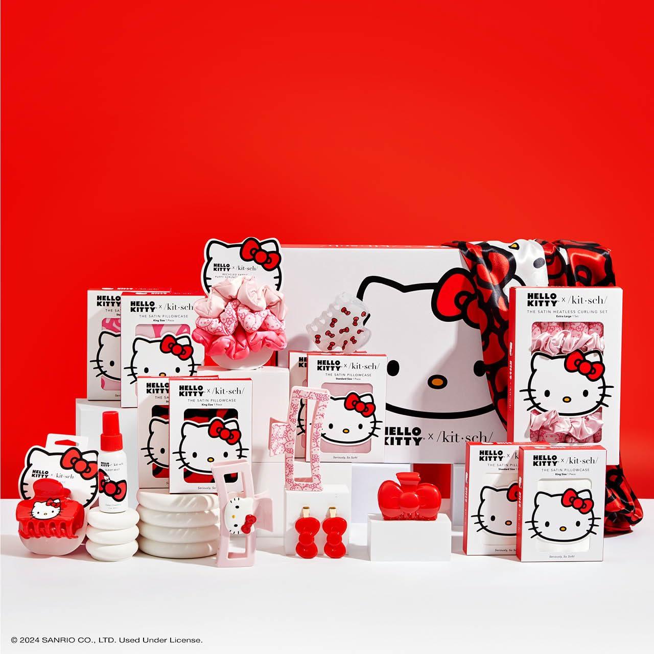image:imageKitsch x Hello Kitty Medium Hair Clips for Women Strong Hold Claw Clips for Thick or Thin Hair Recycled Plastic NonSlip Durable Ideal Gifts For Women White with Red BowsKitty Face