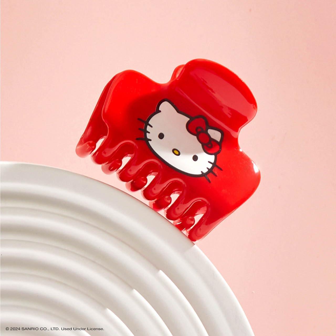 image:imageKitsch x Hello Kitty Medium Hair Clips for Women Strong Hold Claw Clips for Thick or Thin Hair Recycled Plastic NonSlip Durable Ideal Gifts For Women White with Red BowsKitty Face