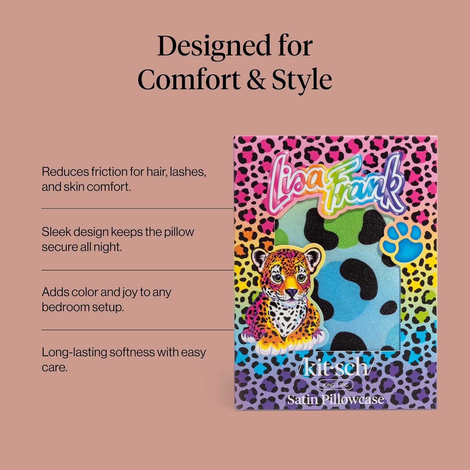 image:imageLisa Frank x Kitsch Satin Pillowcase with Zipper for Hair amp Skin Softer Than Silk Pillow Cases Smooth Cooling Satin Pillow Case WrinkleFree King Size Satin Pillow Case 19x36 Rainbow LeopardRainbow Leopard