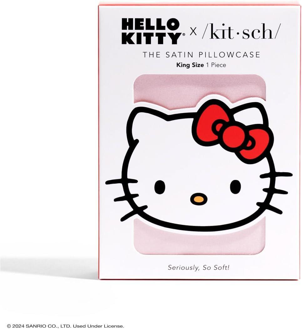 image:imageLisa Frank x Kitsch Satin Pillowcase with Zipper for Hair amp Skin Softer Than Silk Pillow Cases Smooth Cooling Satin Pillow Case WrinkleFree King Size Satin Pillow Case 19x36 Rainbow LeopardHello Kitty Pink Kitty Face