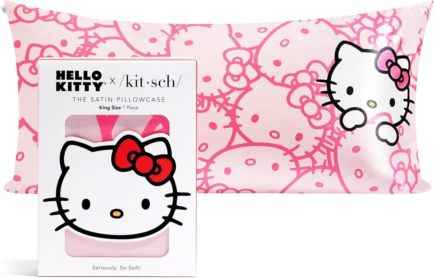 image:imageLisa Frank x Kitsch Satin Pillowcase with Zipper for Hair amp Skin Softer Than Silk Pillow Cases Smooth Cooling Satin Pillow Case WrinkleFree King Size Satin Pillow Case 19x36 Rainbow LeopardHello Kitty Pink Kitty Faces