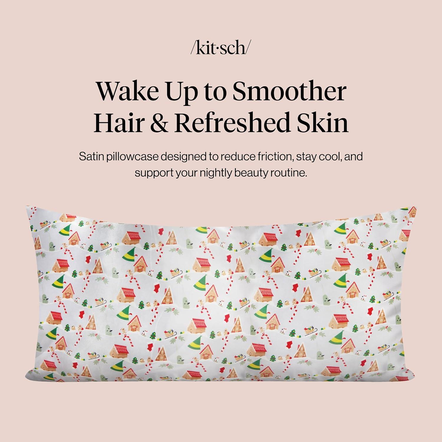 image:imageLisa Frank x Kitsch Satin Pillowcase with Zipper for Hair amp Skin Softer Than Silk Pillow Cases Smooth Cooling Satin Pillow Case WrinkleFree King Size Satin Pillow Case 19x36 Rainbow LeopardElf Periwinkle Christmas