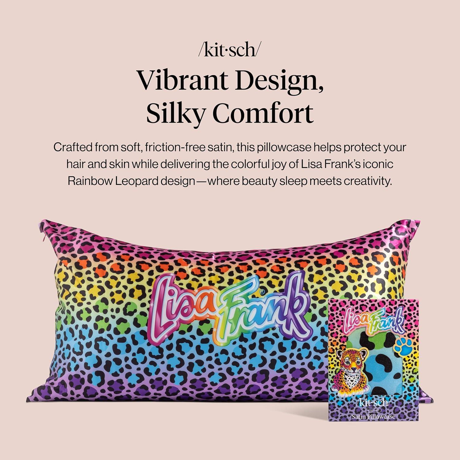 image:imageLisa Frank x Kitsch Satin Pillowcase with Zipper for Hair amp Skin Softer Than Silk Pillow Cases Smooth Cooling Satin Pillow Case WrinkleFree King Size Satin Pillow Case 19x36 Rainbow LeopardRainbow Leopard
