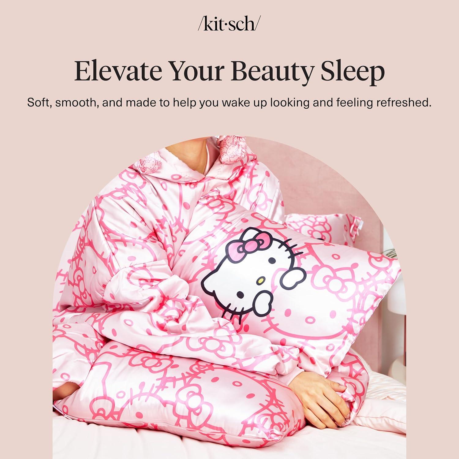 image:imageLisa Frank x Kitsch Satin Pillowcase with Zipper for Hair amp Skin Softer Than Silk Pillow Cases Smooth Cooling Satin Pillow Case WrinkleFree King Size Satin Pillow Case 19x36 Rainbow LeopardHello Kitty Pink Kitty Faces