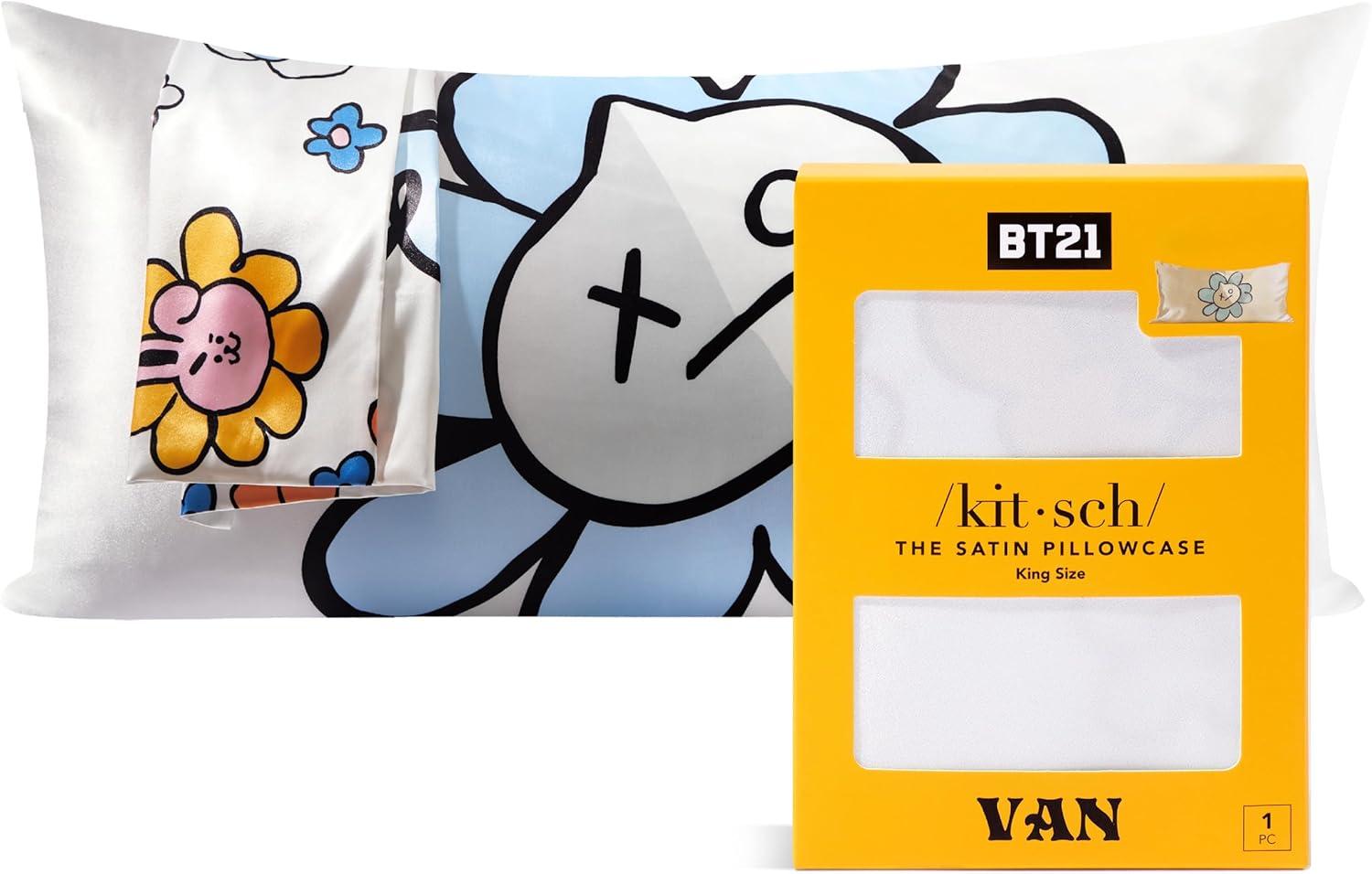 image:imageLisa Frank x Kitsch Satin Pillowcase with Zipper for Hair amp Skin Softer Than Silk Pillow Cases Smooth Cooling Satin Pillow Case WrinkleFree King Size Satin Pillow Case 19x36 Rainbow LeopardBt21 Van