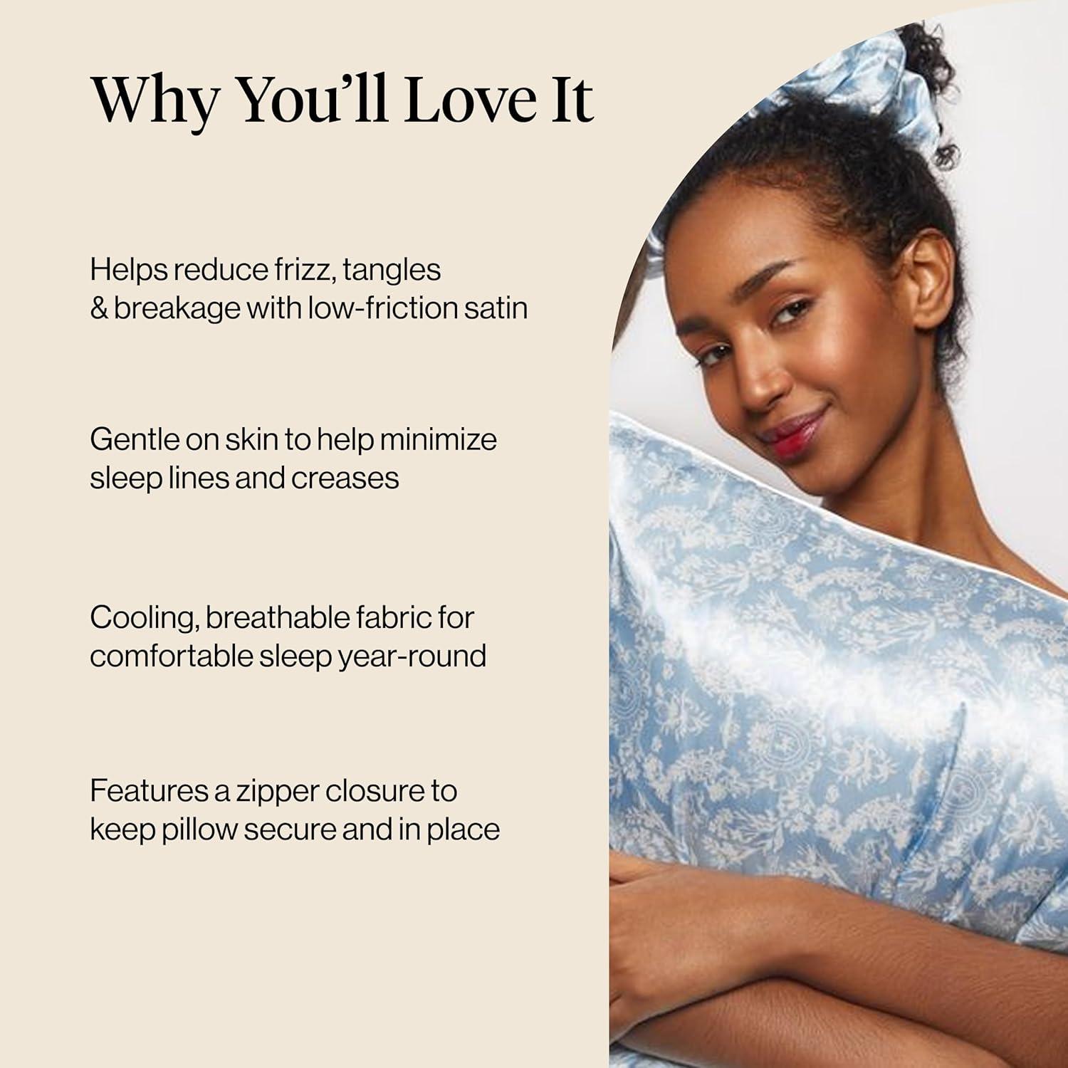 image:imageLisa Frank x Kitsch Satin Pillowcase with Zipper for Hair amp Skin Softer Than Silk Pillow Cases Smooth Cooling Satin Pillow Case WrinkleFree King Size Satin Pillow Case 19x36 Rainbow LeopardBridgerton Toile De Blue