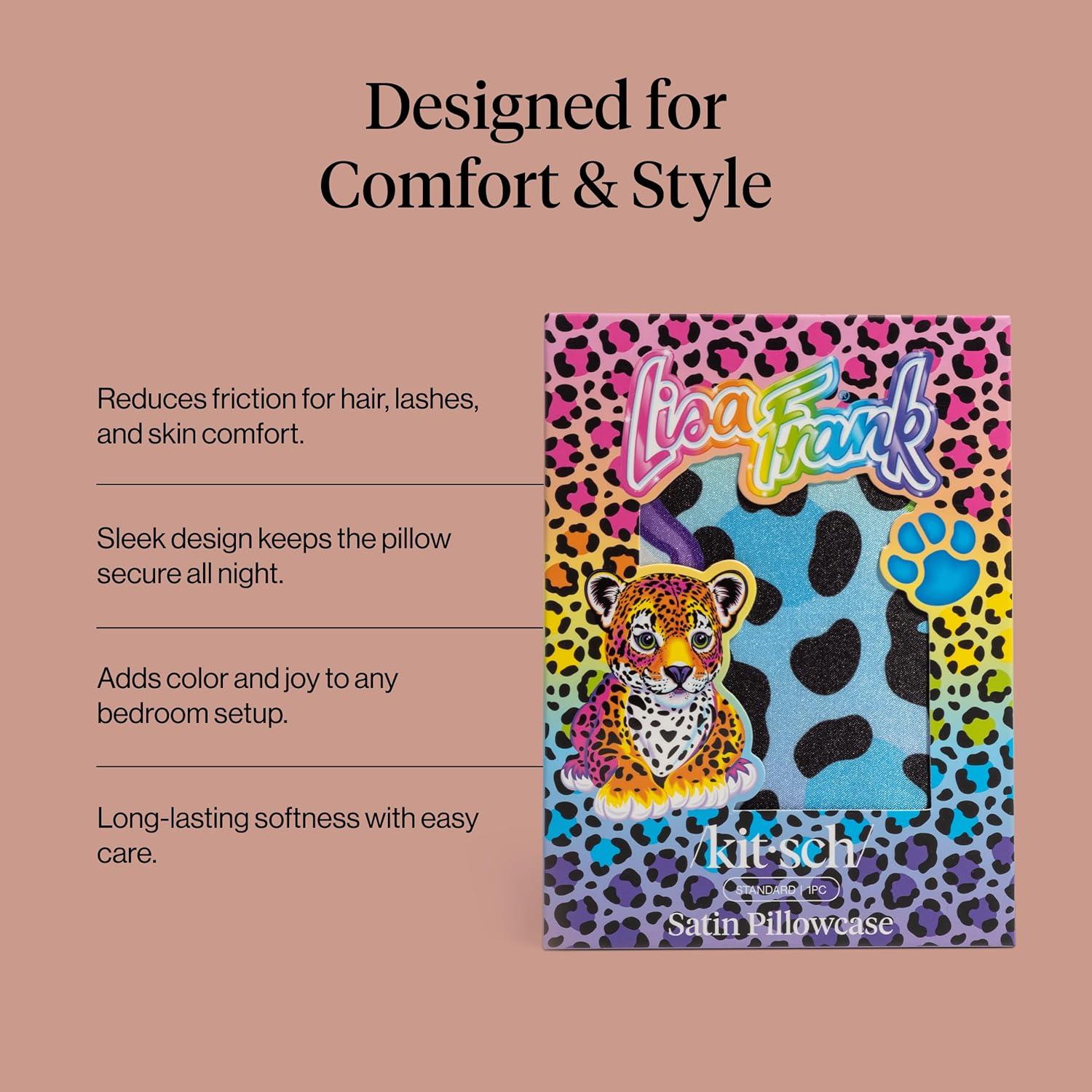 image:imageLisa Frank x Kitsch Satin Pillowcase with Zipper for Hair amp Skin Softer Than Silk Pillow Cases Smooth Cooling Satin Pillow Case WrinkleFree King Size Satin Pillow Case 19x36 Rainbow LeopardRainbow Leopard