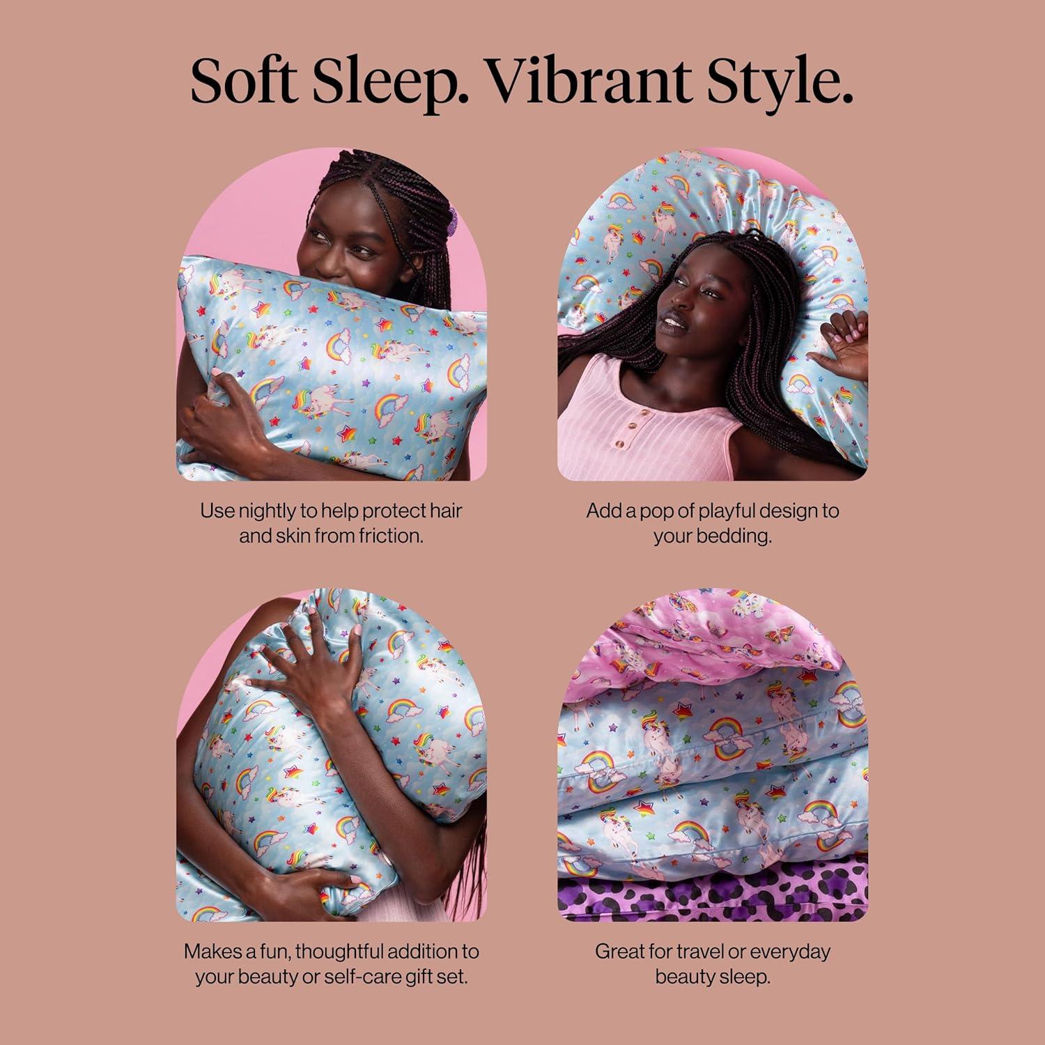 image:imageLisa Frank x Kitsch Satin Pillowcase with Zipper for Hair amp Skin Softer Than Silk Pillow Cases Smooth Cooling Satin Pillow Case WrinkleFree King Size Satin Pillow Case 19x36 Rainbow LeopardMarkietm