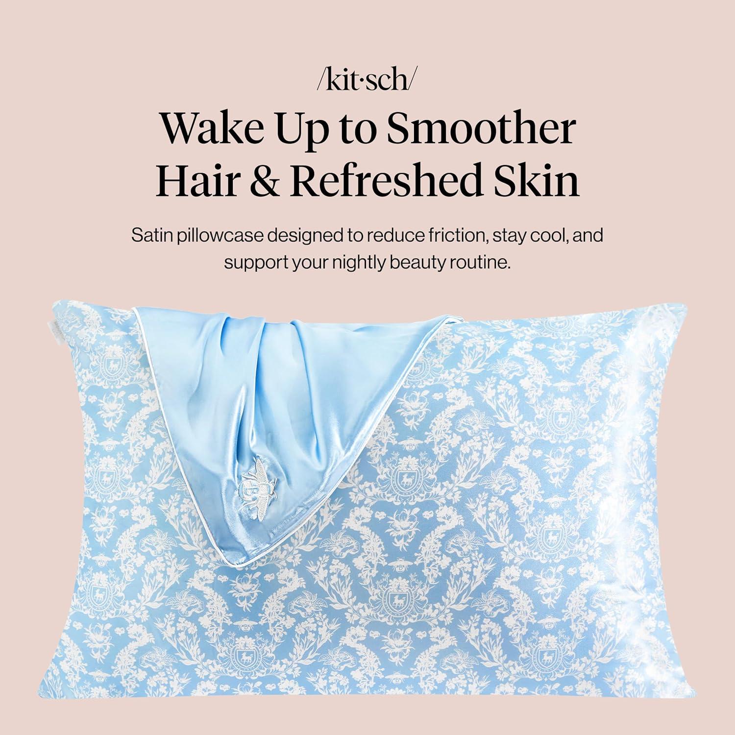 image:imageLisa Frank x Kitsch Satin Pillowcase with Zipper for Hair amp Skin Softer Than Silk Pillow Cases Smooth Cooling Satin Pillow Case WrinkleFree King Size Satin Pillow Case 19x36 Rainbow LeopardBridgerton Toile De Blue
