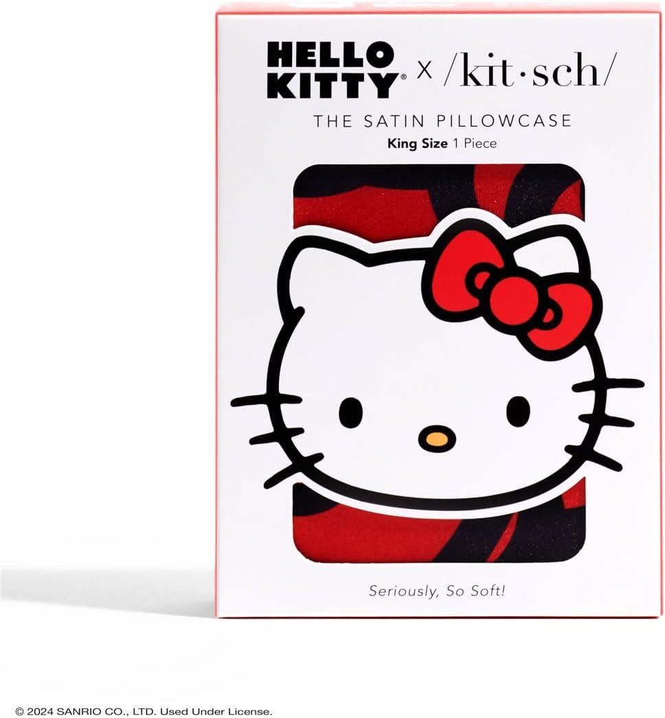 image:imageLisa Frank x Kitsch Satin Pillowcase with Zipper for Hair amp Skin Softer Than Silk Pillow Cases Smooth Cooling Satin Pillow Case WrinkleFree King Size Satin Pillow Case 19x36 Rainbow LeopardHello Kitty Sea of Bows