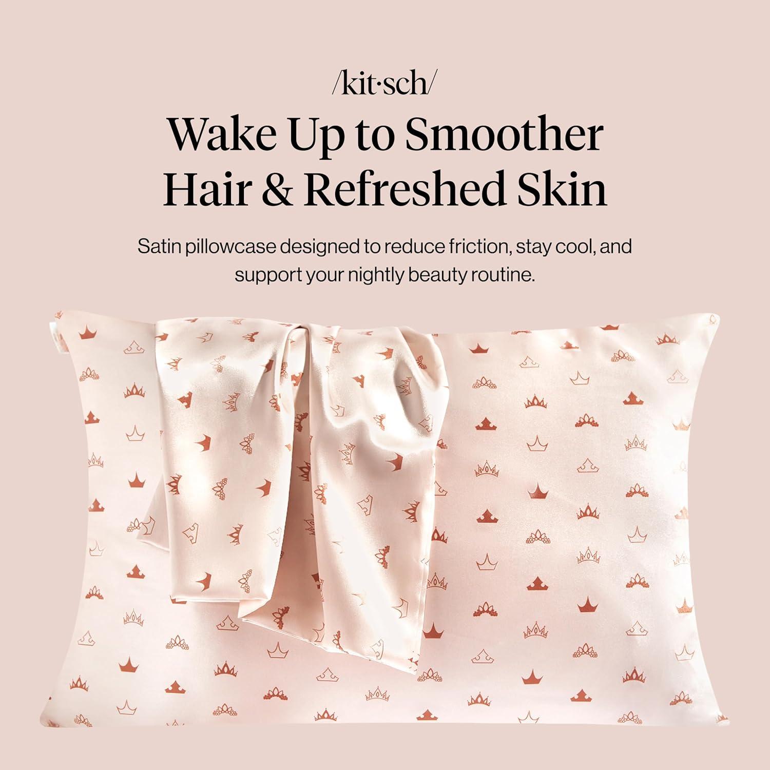 image:imageLisa Frank x Kitsch Satin Pillowcase with Zipper for Hair amp Skin Softer Than Silk Pillow Cases Smooth Cooling Satin Pillow Case WrinkleFree King Size Satin Pillow Case 19x36 Rainbow LeopardDisney Desert Crown