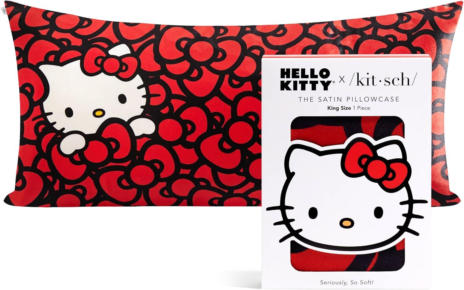image:imageLisa Frank x Kitsch Satin Pillowcase with Zipper for Hair amp Skin Softer Than Silk Pillow Cases Smooth Cooling Satin Pillow Case WrinkleFree King Size Satin Pillow Case 19x36 Rainbow LeopardHello Kitty Sea of Bows