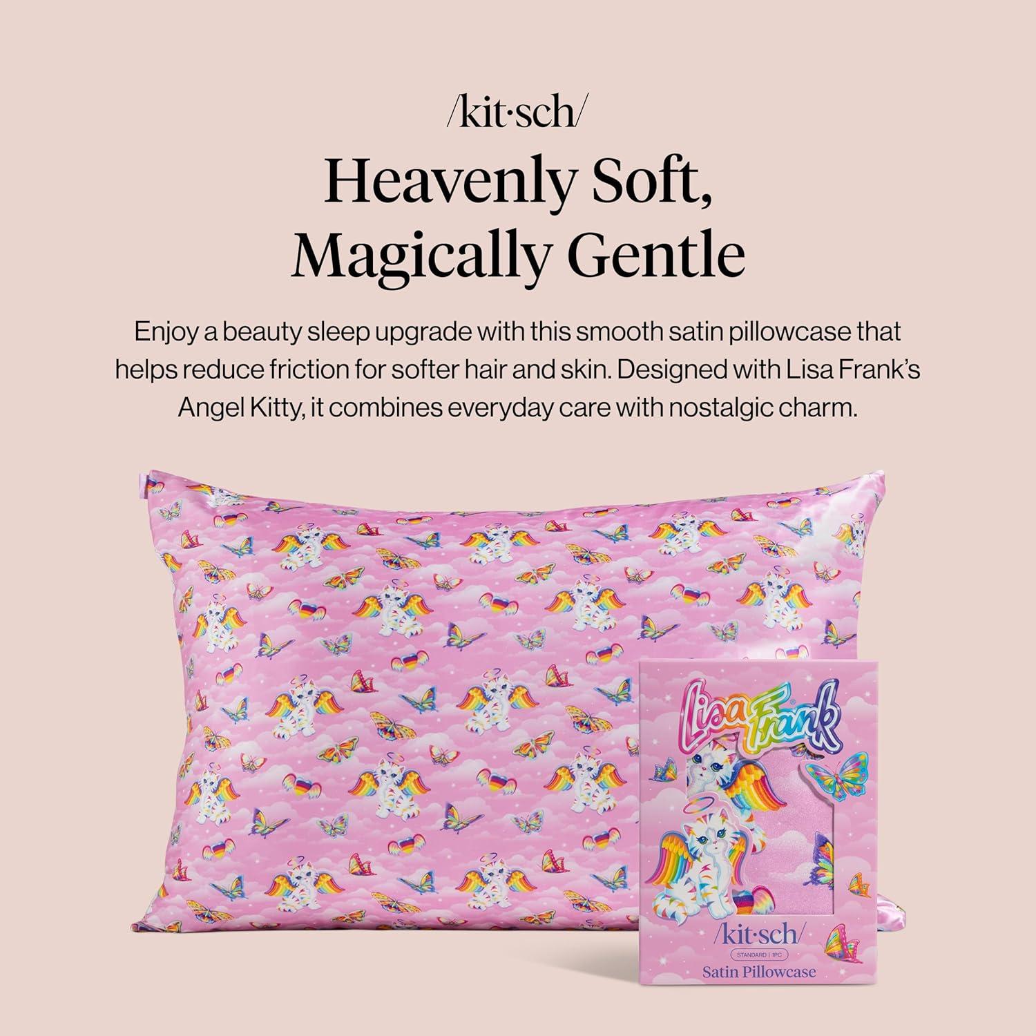 image:imageLisa Frank x Kitsch Satin Pillowcase with Zipper for Hair amp Skin Softer Than Silk Pillow Cases Smooth Cooling Satin Pillow Case WrinkleFree King Size Satin Pillow Case 19x36 Rainbow LeopardAngel Kitty