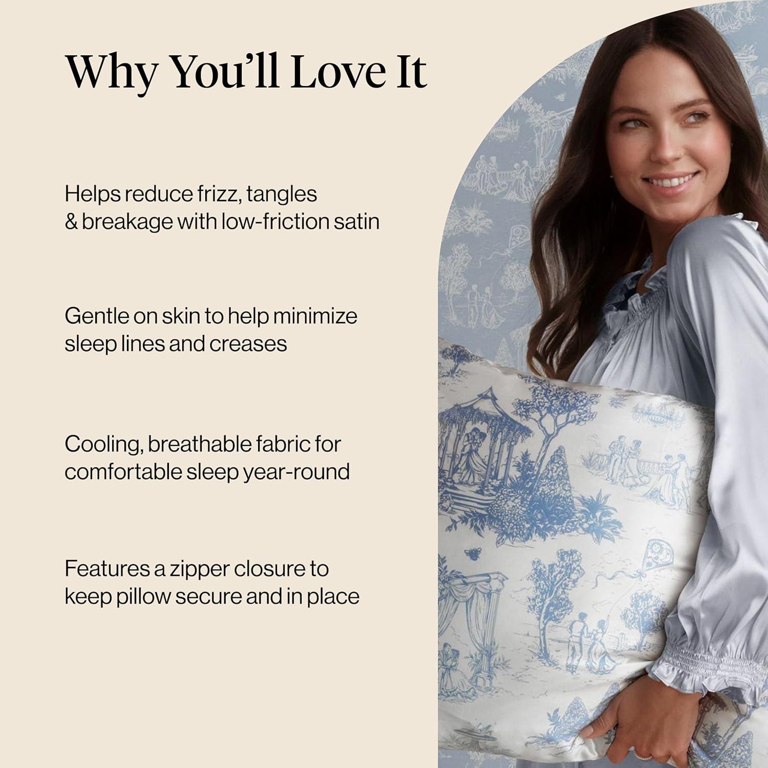 image:imageLisa Frank x Kitsch Satin Pillowcase with Zipper for Hair amp Skin Softer Than Silk Pillow Cases Smooth Cooling Satin Pillow Case WrinkleFree King Size Satin Pillow Case 19x36 Rainbow LeopardGarden Toile