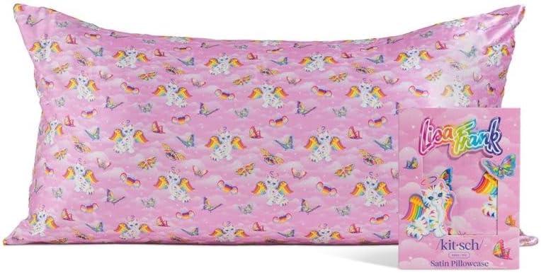 image:imageLisa Frank x Kitsch Satin Pillowcase with Zipper for Hair amp Skin Softer Than Silk Pillow Cases Smooth Cooling Satin Pillow Case WrinkleFree King Size Satin Pillow Case 19x36 Rainbow LeopardAngel Kitty