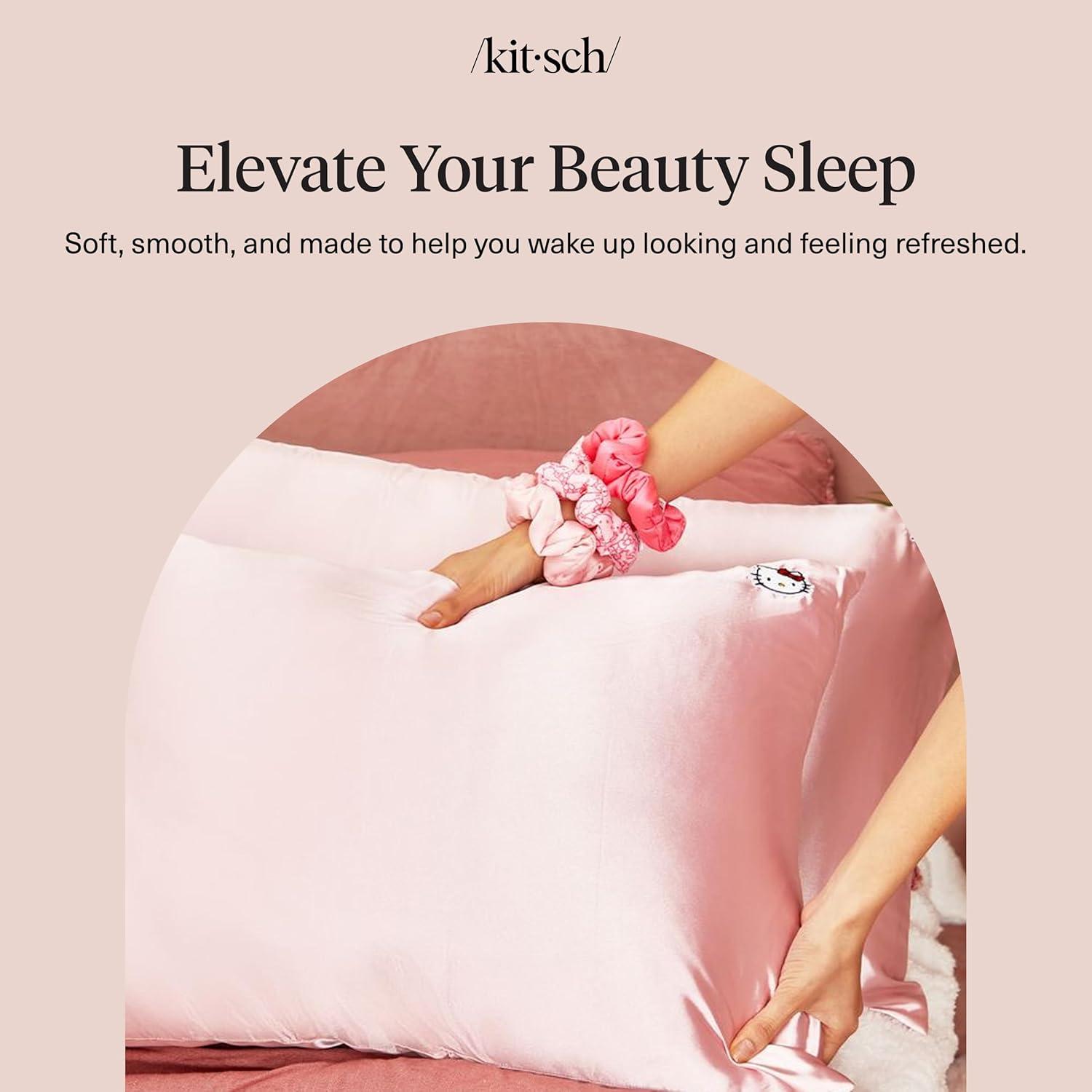 image:imageLisa Frank x Kitsch Satin Pillowcase with Zipper for Hair amp Skin Softer Than Silk Pillow Cases Smooth Cooling Satin Pillow Case WrinkleFree King Size Satin Pillow Case 19x36 Rainbow LeopardHello Kitty Pink Kitty Face