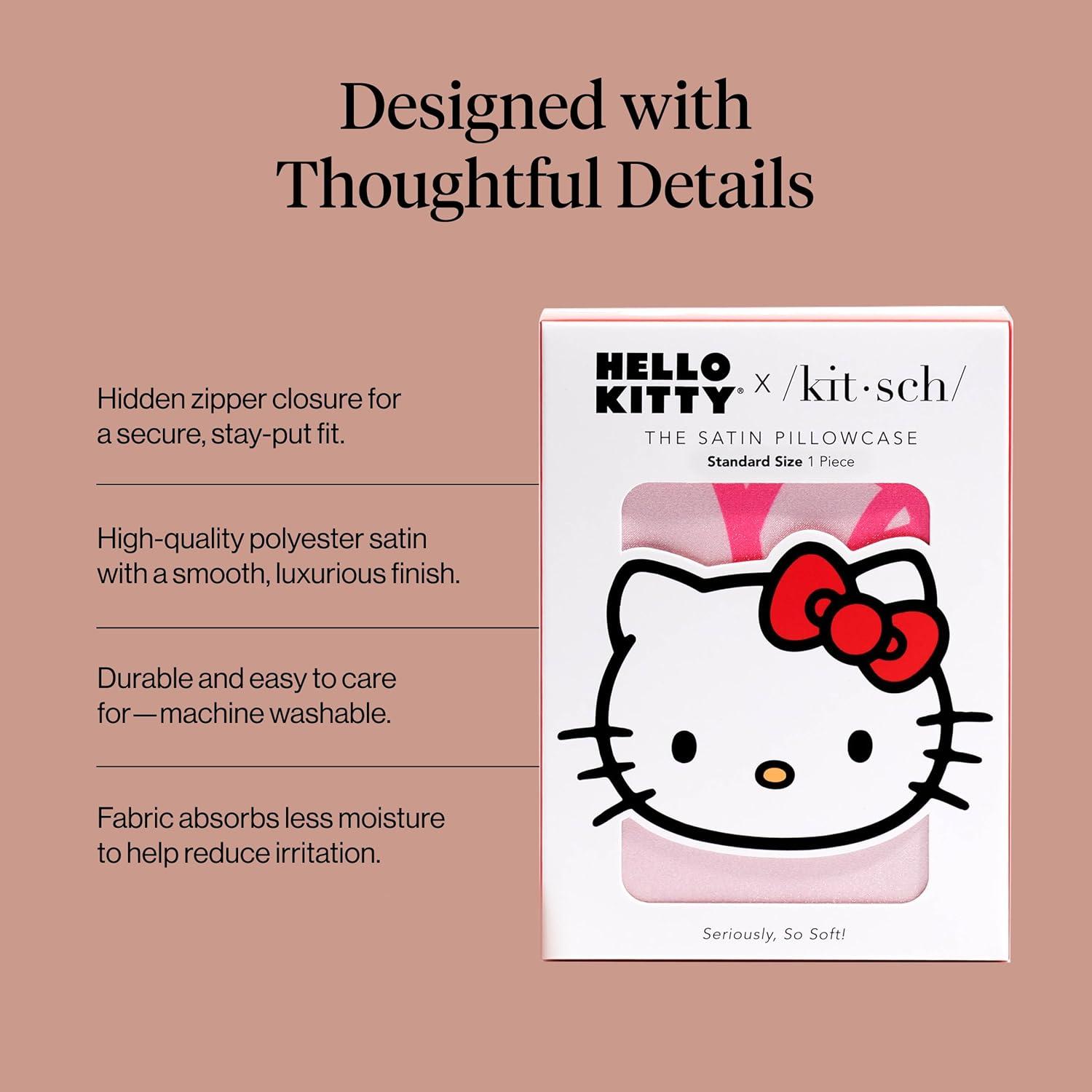 image:imageLisa Frank x Kitsch Satin Pillowcase with Zipper for Hair amp Skin Softer Than Silk Pillow Cases Smooth Cooling Satin Pillow Case WrinkleFree King Size Satin Pillow Case 19x36 Rainbow LeopardHello Kitty Pink Kitty Faces