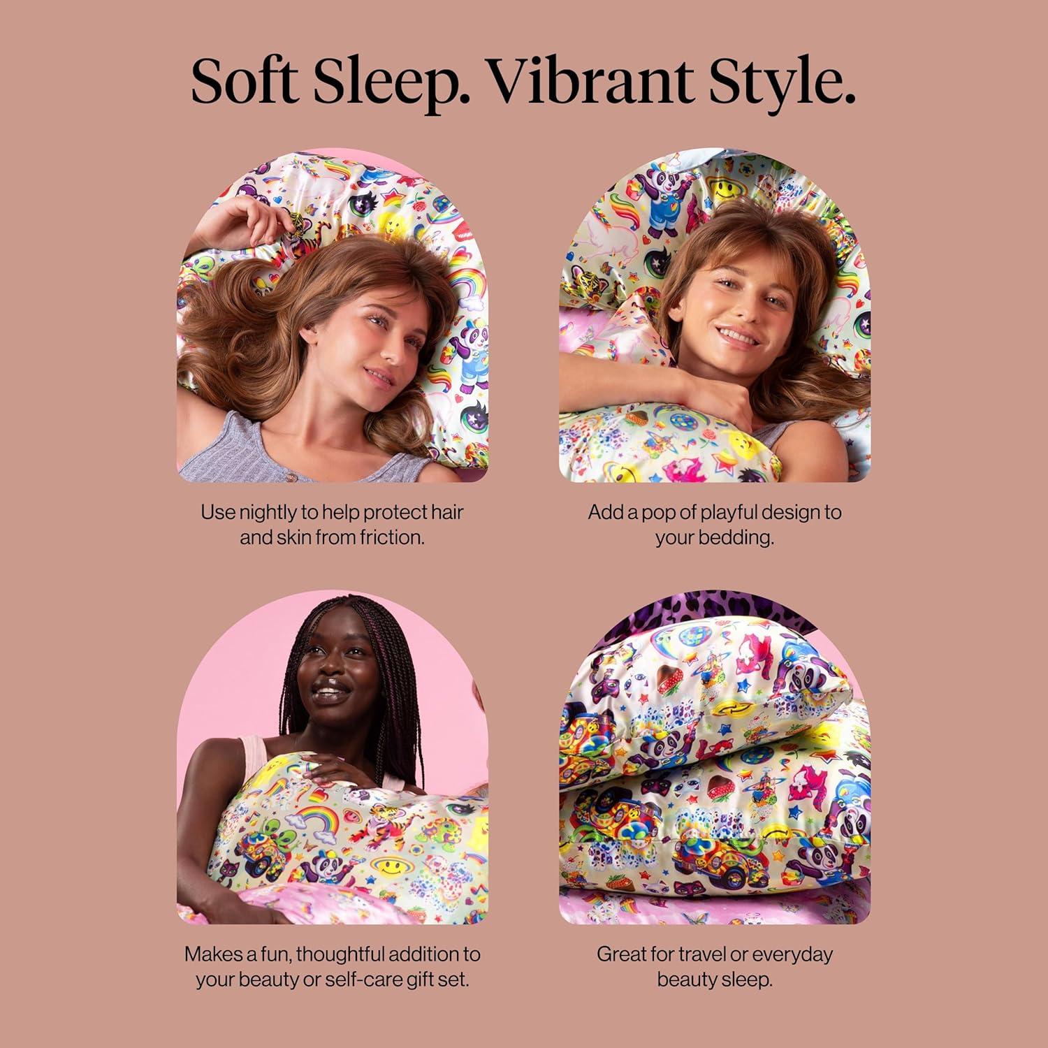 image:imageLisa Frank x Kitsch Satin Pillowcase with Zipper for Hair amp Skin Softer Than Silk Pillow Cases Smooth Cooling Satin Pillow Case WrinkleFree King Size Satin Pillow Case 19x36 Rainbow LeopardLisa Frank