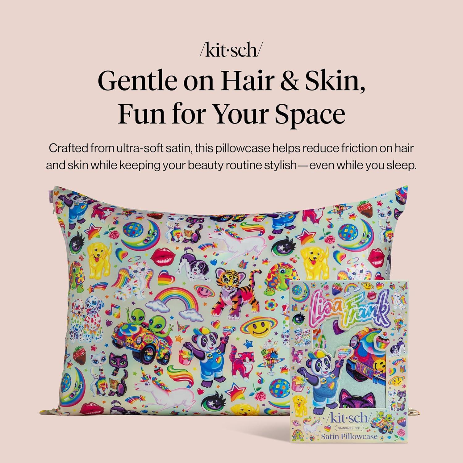 image:imageLisa Frank x Kitsch Satin Pillowcase with Zipper for Hair amp Skin Softer Than Silk Pillow Cases Smooth Cooling Satin Pillow Case WrinkleFree King Size Satin Pillow Case 19x36 Rainbow LeopardLisa Frank
