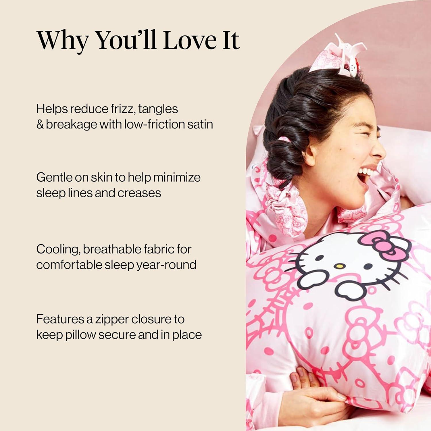 image:imageLisa Frank x Kitsch Satin Pillowcase with Zipper for Hair amp Skin Softer Than Silk Pillow Cases Smooth Cooling Satin Pillow Case WrinkleFree King Size Satin Pillow Case 19x36 Rainbow LeopardHello Kitty Pink Kitty Faces