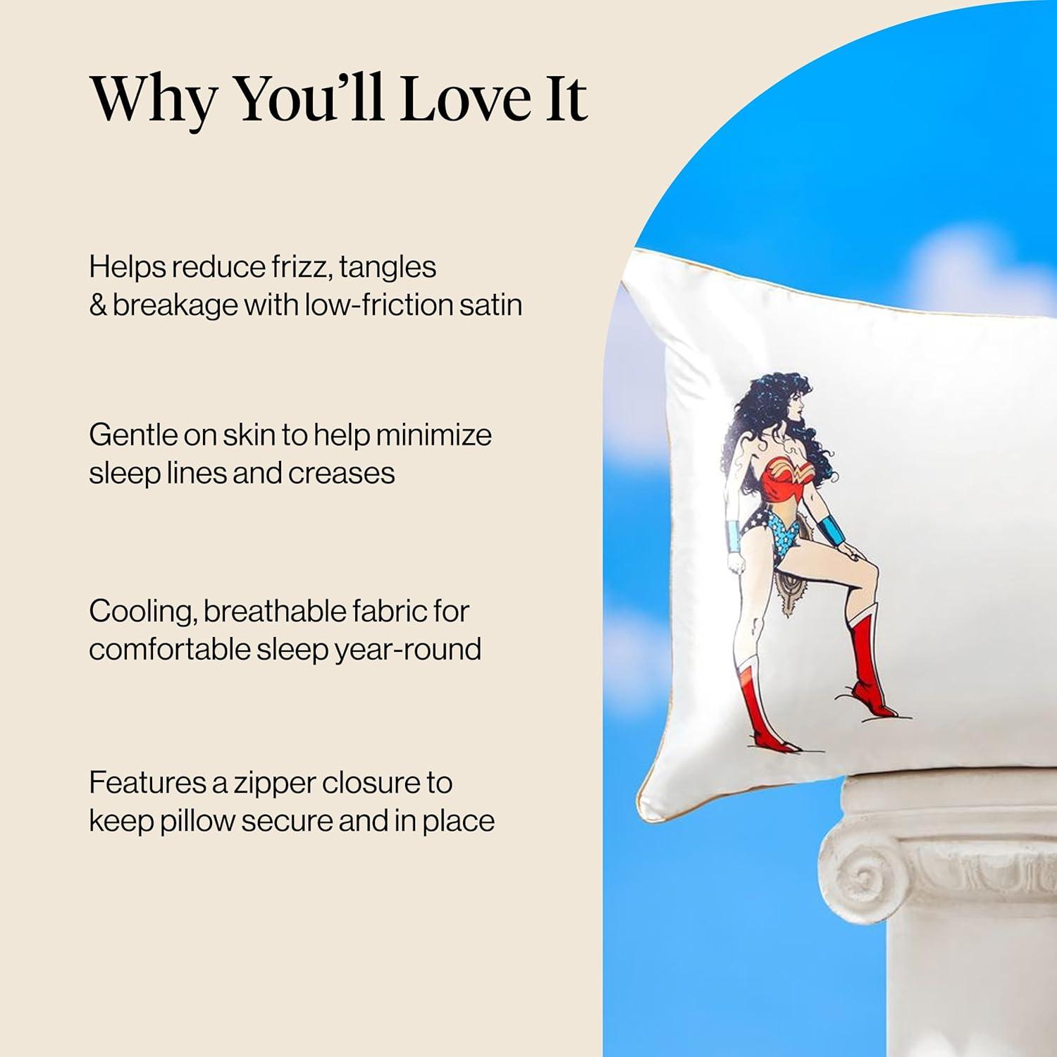 image:imageLisa Frank x Kitsch Satin Pillowcase with Zipper for Hair amp Skin Softer Than Silk Pillow Cases Smooth Cooling Satin Pillow Case WrinkleFree King Size Satin Pillow Case 19x36 Rainbow LeopardWonder Woman Believe in Wonder
