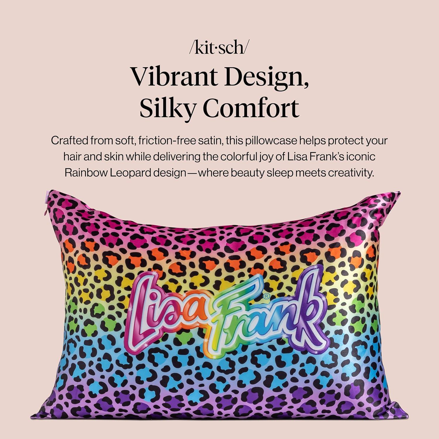 image:imageLisa Frank x Kitsch Satin Pillowcase with Zipper for Hair amp Skin Softer Than Silk Pillow Cases Smooth Cooling Satin Pillow Case WrinkleFree King Size Satin Pillow Case 19x36 Rainbow LeopardRainbow Leopard