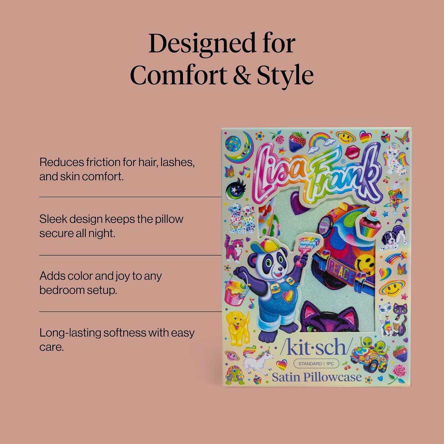 image:imageLisa Frank x Kitsch Satin Pillowcase with Zipper for Hair amp Skin Softer Than Silk Pillow Cases Smooth Cooling Satin Pillow Case WrinkleFree King Size Satin Pillow Case 19x36 Rainbow LeopardLisa Frank