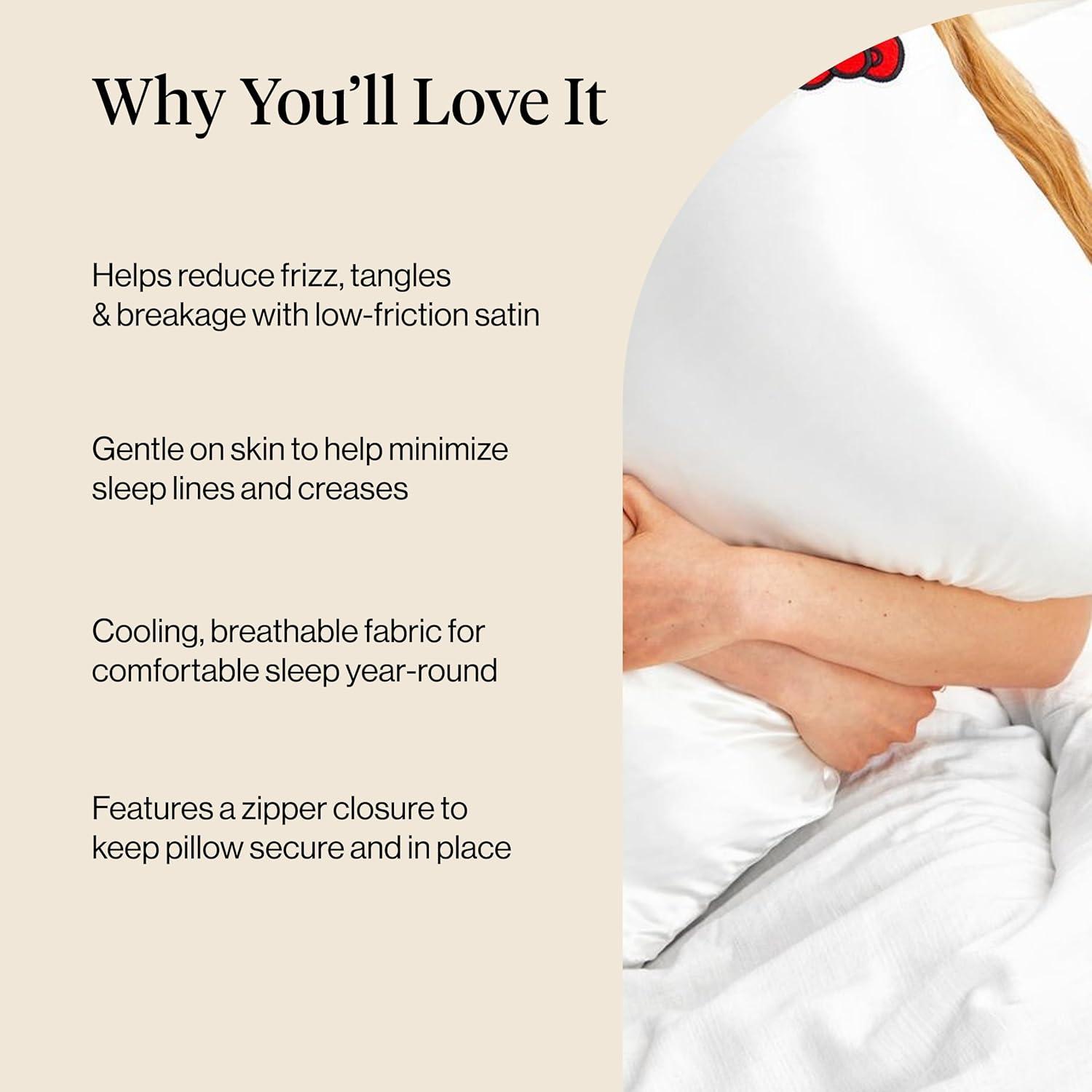 image:imageLisa Frank x Kitsch Satin Pillowcase with Zipper for Hair amp Skin Softer Than Silk Pillow Cases Smooth Cooling Satin Pillow Case WrinkleFree King Size Satin Pillow Case 19x36 Rainbow LeopardHello Kitty Ivory