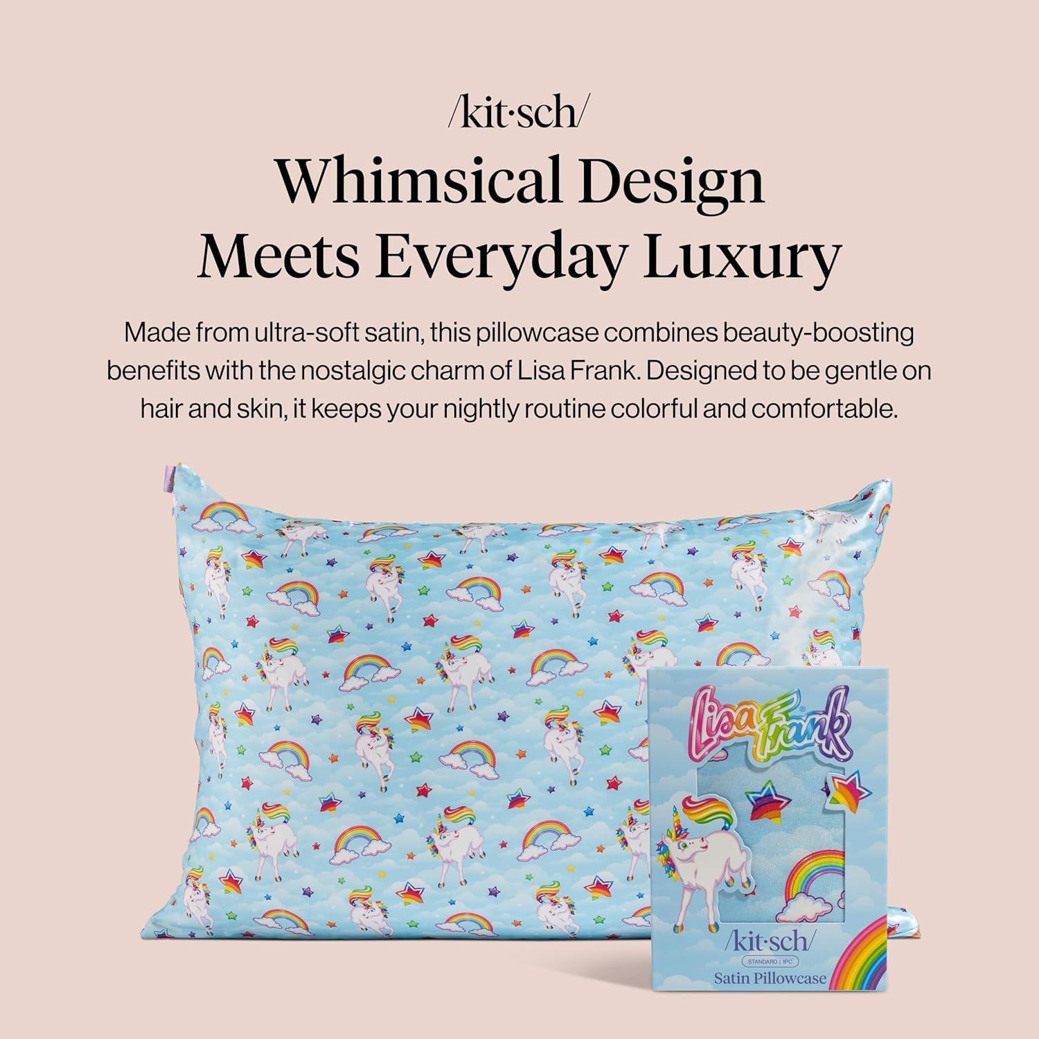 image:imageLisa Frank x Kitsch Satin Pillowcase with Zipper for Hair amp Skin Softer Than Silk Pillow Cases Smooth Cooling Satin Pillow Case WrinkleFree King Size Satin Pillow Case 19x36 Rainbow LeopardMarkietm