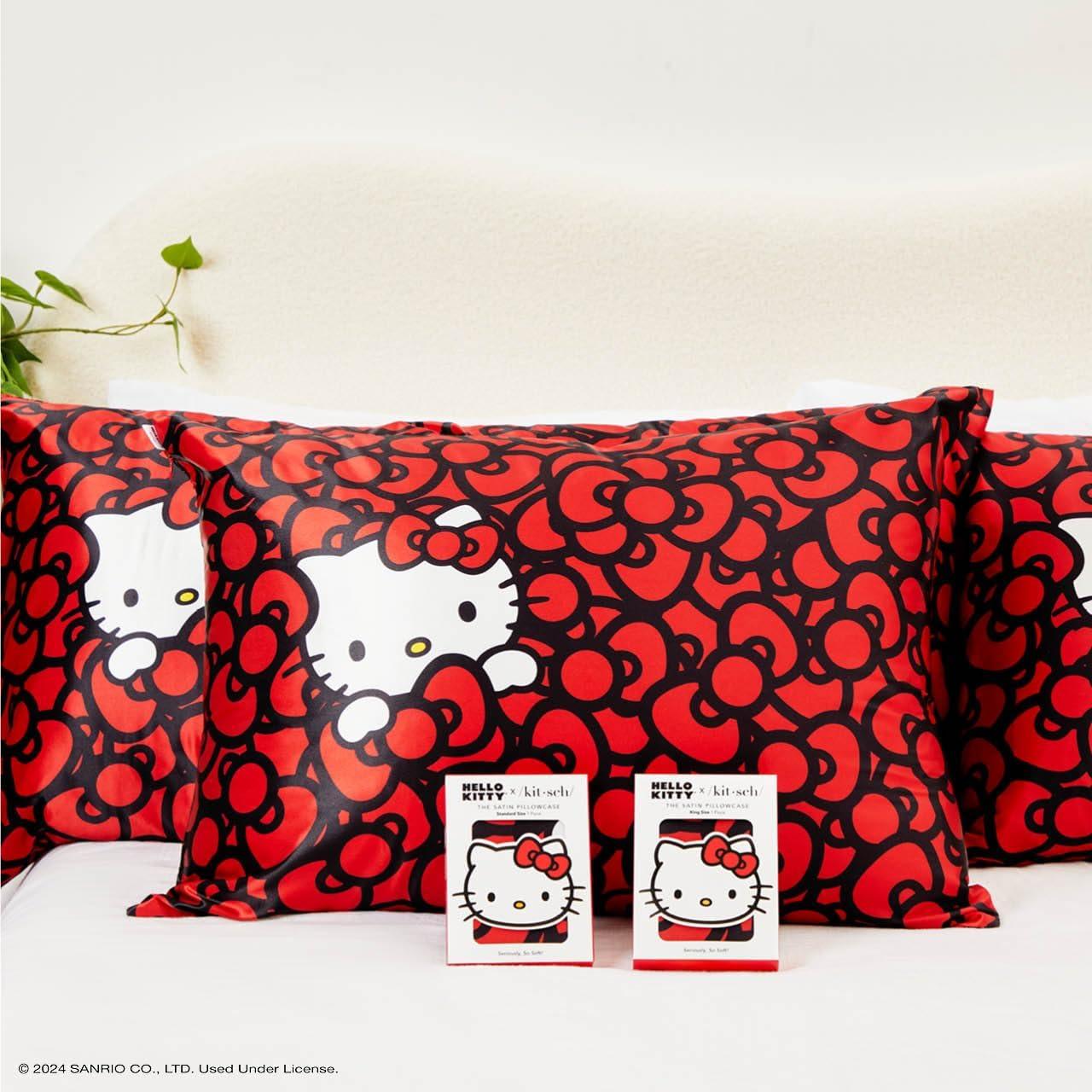 image:imageLisa Frank x Kitsch Satin Pillowcase with Zipper for Hair amp Skin Softer Than Silk Pillow Cases Smooth Cooling Satin Pillow Case WrinkleFree King Size Satin Pillow Case 19x36 Rainbow LeopardHello Kitty Sea of Bows
