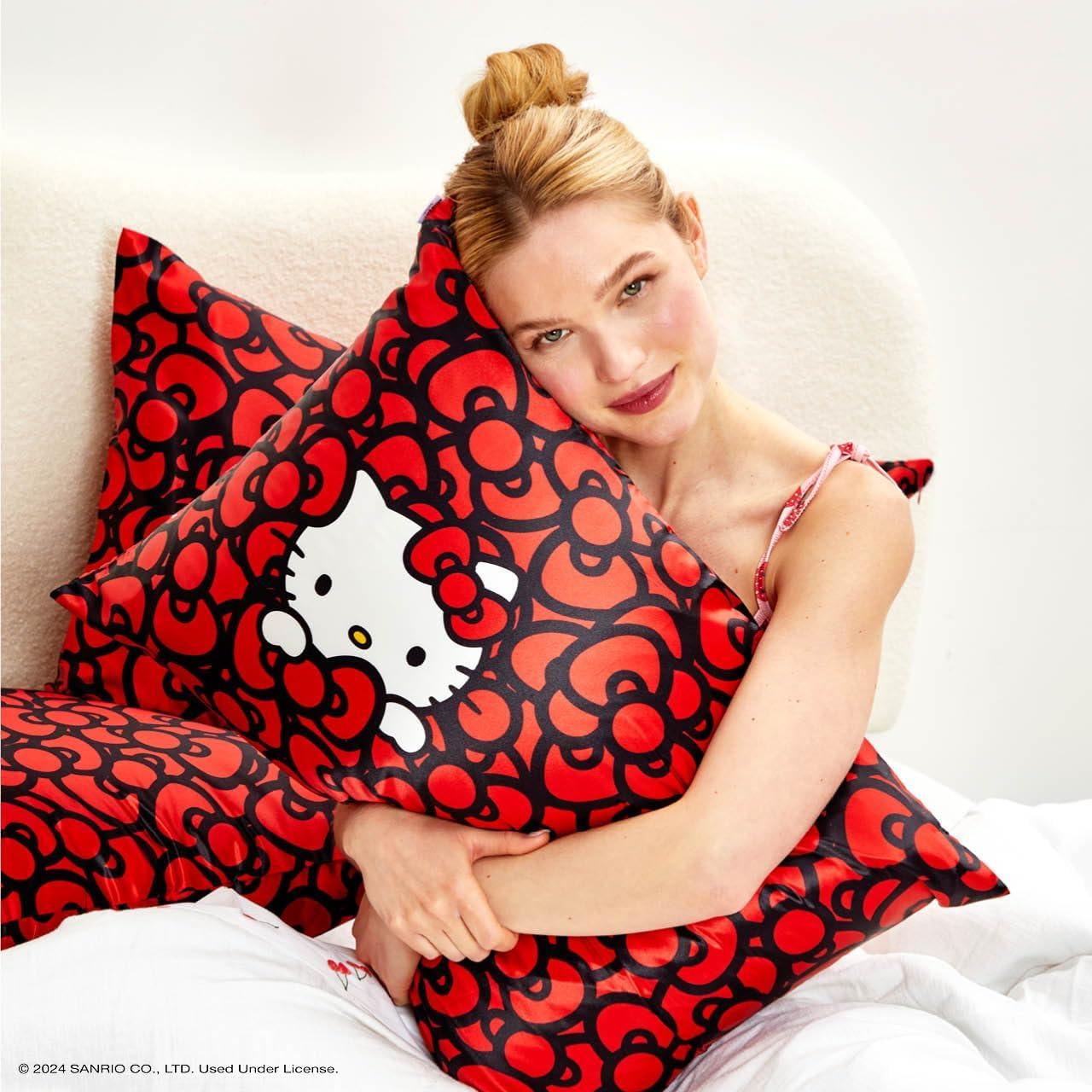 image:imageLisa Frank x Kitsch Satin Pillowcase with Zipper for Hair amp Skin Softer Than Silk Pillow Cases Smooth Cooling Satin Pillow Case WrinkleFree King Size Satin Pillow Case 19x36 Rainbow LeopardHello Kitty Sea of Bows