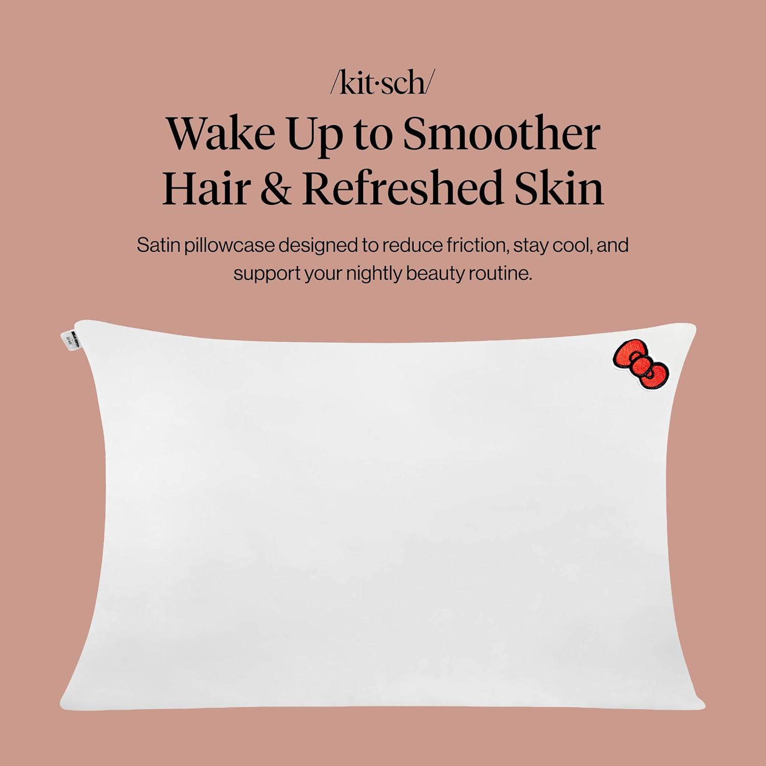 image:imageLisa Frank x Kitsch Satin Pillowcase with Zipper for Hair amp Skin Softer Than Silk Pillow Cases Smooth Cooling Satin Pillow Case WrinkleFree King Size Satin Pillow Case 19x36 Rainbow LeopardHello Kitty Ivory