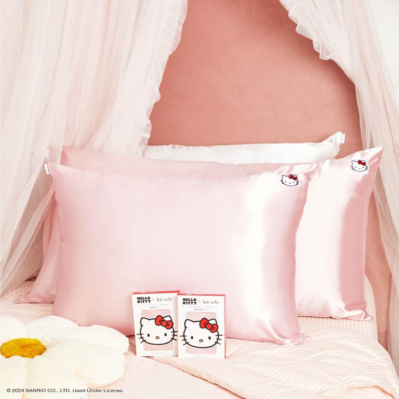 image:imageLisa Frank x Kitsch Satin Pillowcase with Zipper for Hair amp Skin Softer Than Silk Pillow Cases Smooth Cooling Satin Pillow Case WrinkleFree King Size Satin Pillow Case 19x36 Rainbow LeopardHello Kitty Pink Kitty Face