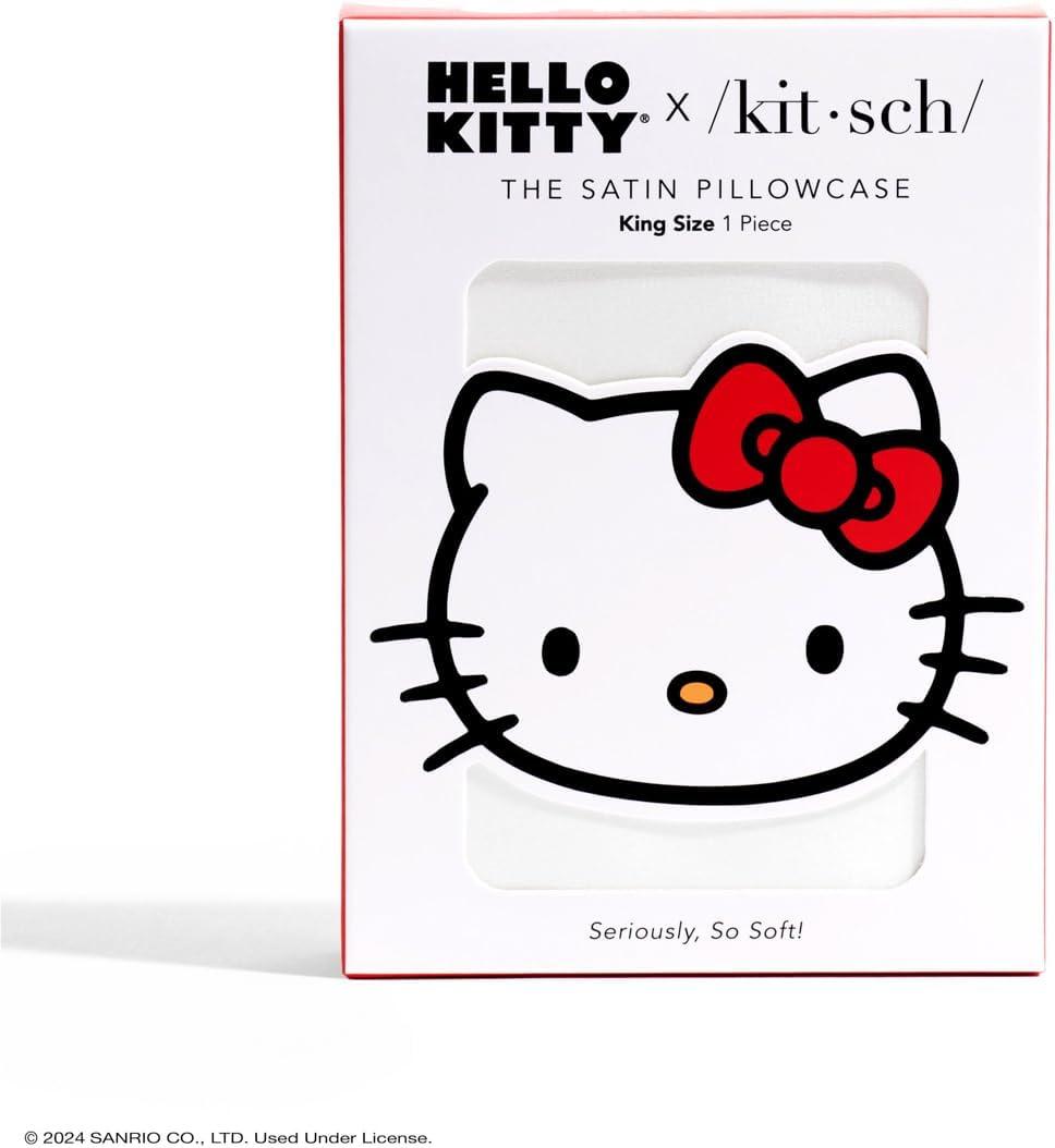 image:imageLisa Frank x Kitsch Satin Pillowcase with Zipper for Hair amp Skin Softer Than Silk Pillow Cases Smooth Cooling Satin Pillow Case WrinkleFree King Size Satin Pillow Case 19x36 Rainbow LeopardHello Kitty Ivory