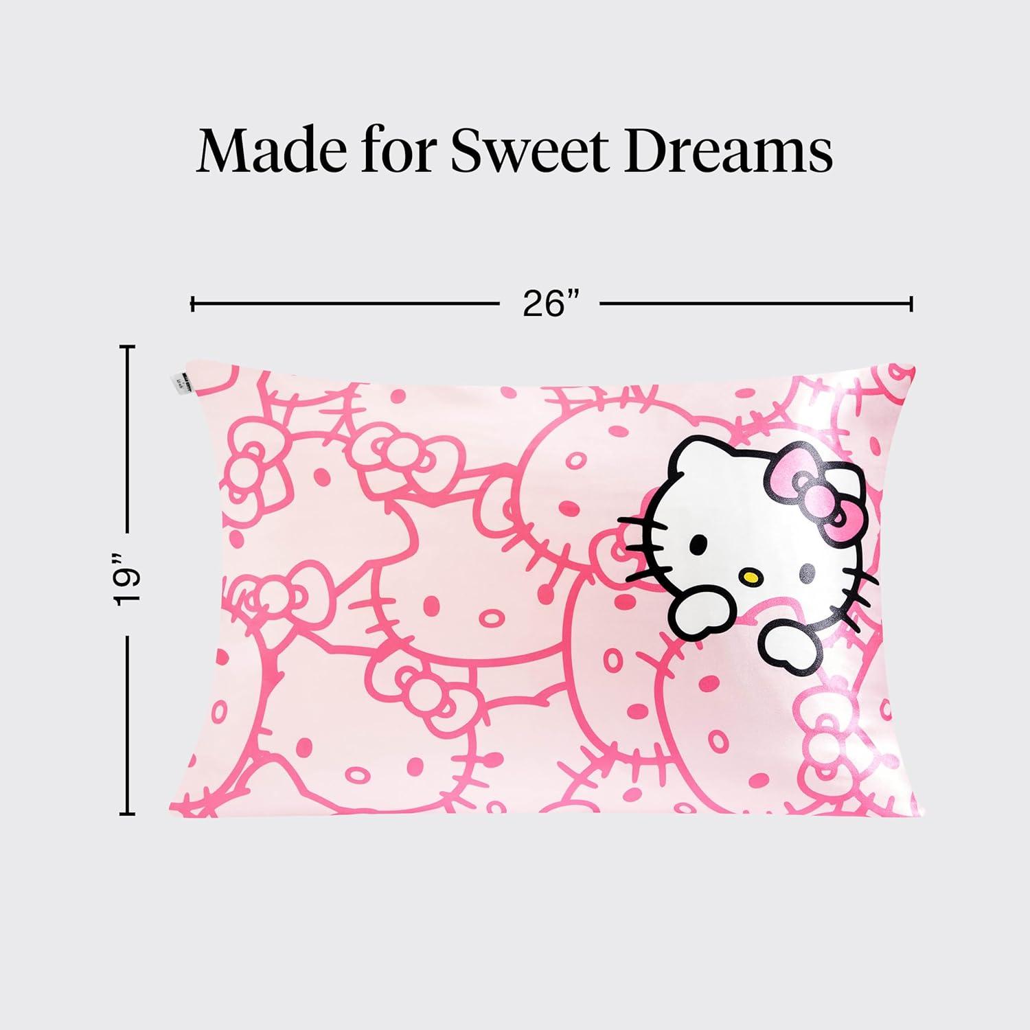 image:imageLisa Frank x Kitsch Satin Pillowcase with Zipper for Hair amp Skin Softer Than Silk Pillow Cases Smooth Cooling Satin Pillow Case WrinkleFree King Size Satin Pillow Case 19x36 Rainbow LeopardHello Kitty Pink Kitty Faces