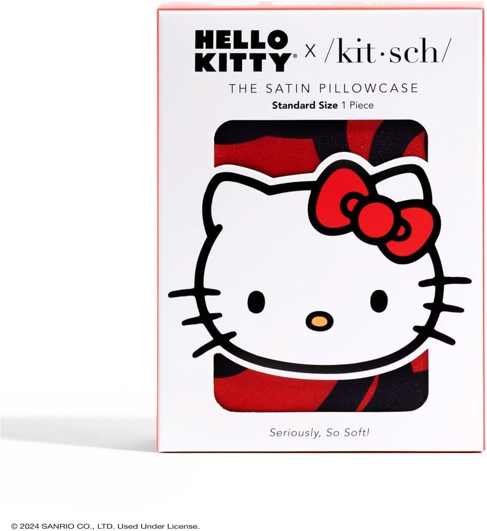 image:imageLisa Frank x Kitsch Satin Pillowcase with Zipper for Hair amp Skin Softer Than Silk Pillow Cases Smooth Cooling Satin Pillow Case WrinkleFree King Size Satin Pillow Case 19x36 Rainbow LeopardHello Kitty Sea of Bows