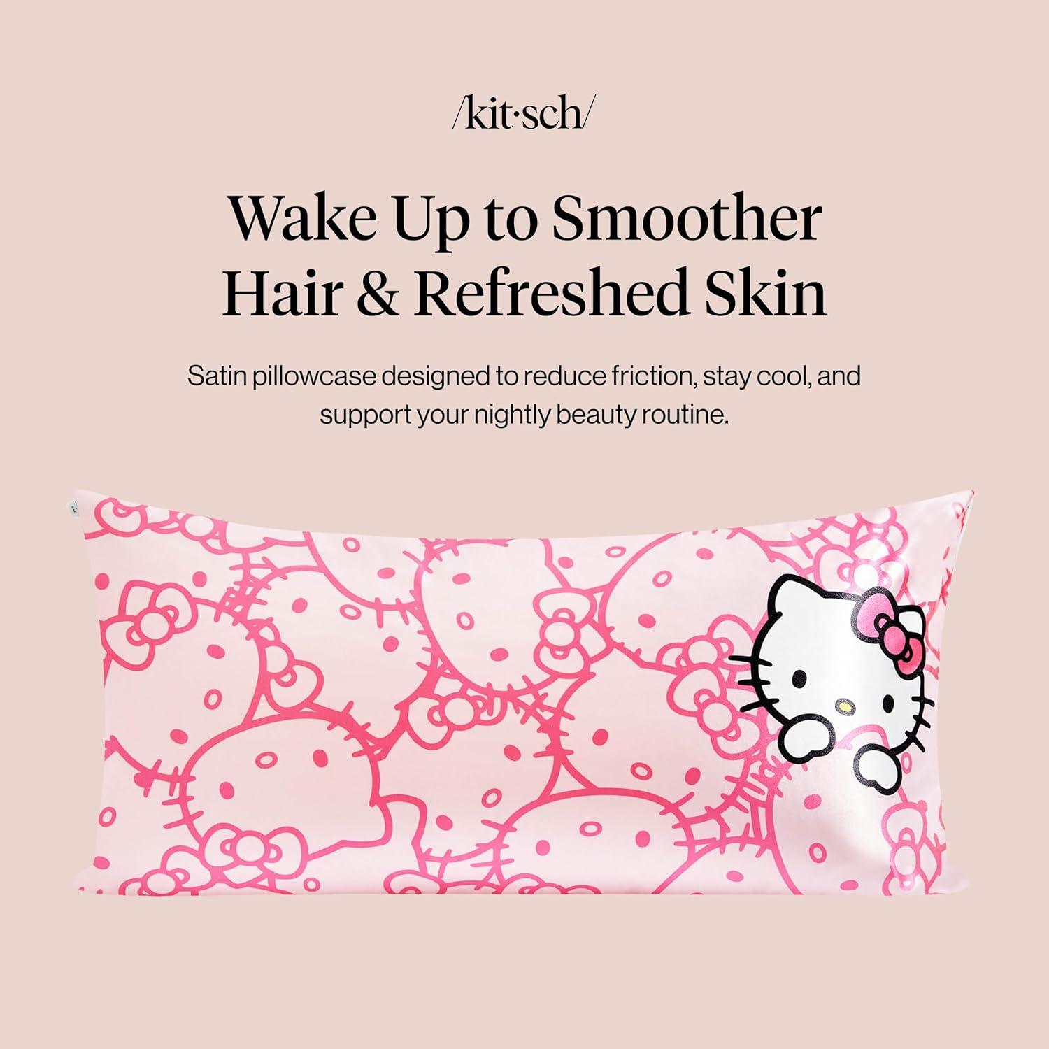 image:imageLisa Frank x Kitsch Satin Pillowcase with Zipper for Hair amp Skin Softer Than Silk Pillow Cases Smooth Cooling Satin Pillow Case WrinkleFree King Size Satin Pillow Case 19x36 Rainbow LeopardHello Kitty Pink Kitty Faces