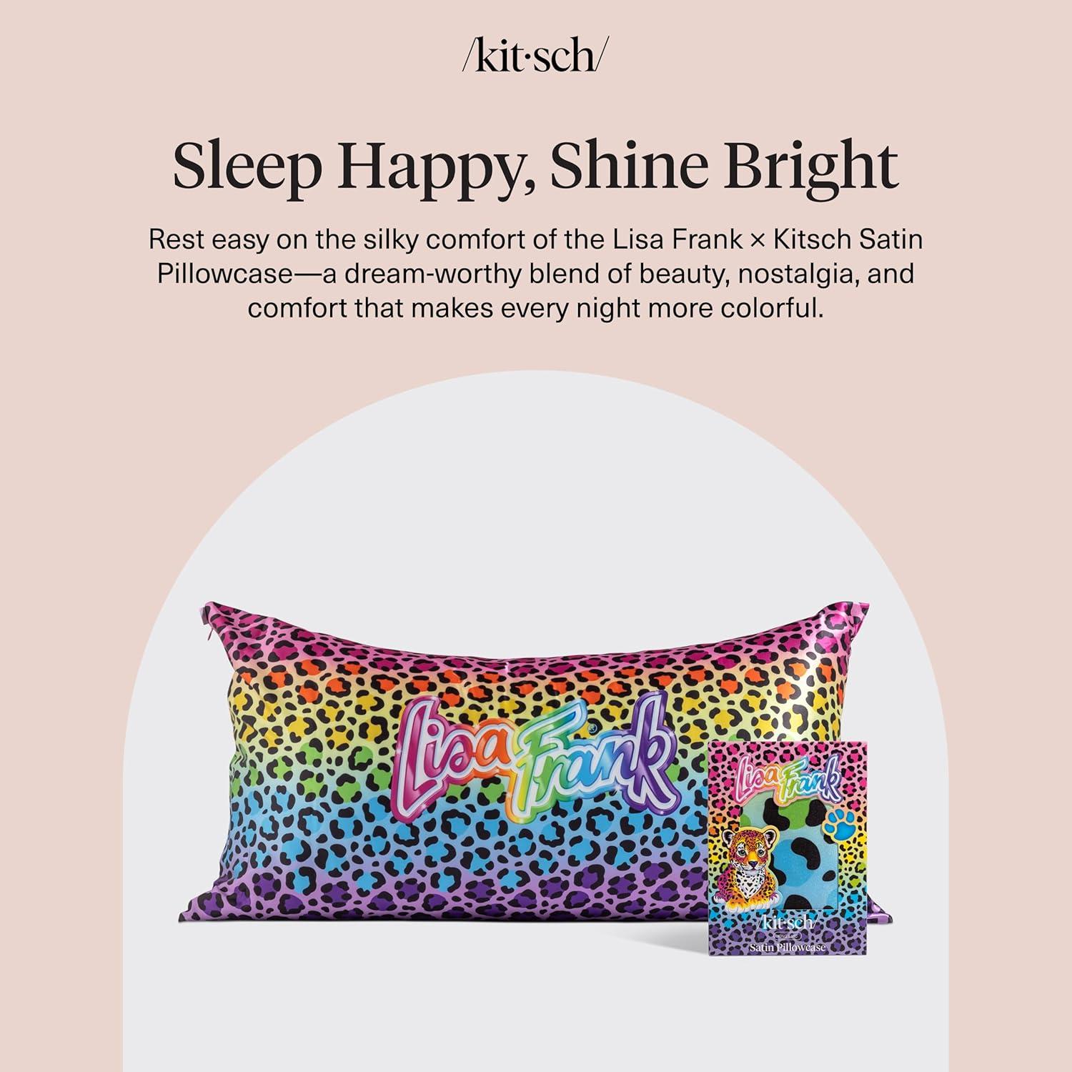 image:imageLisa Frank x Kitsch Satin Pillowcase with Zipper for Hair amp Skin Softer Than Silk Pillow Cases Smooth Cooling Satin Pillow Case WrinkleFree King Size Satin Pillow Case 19x36 Rainbow LeopardRainbow Leopard