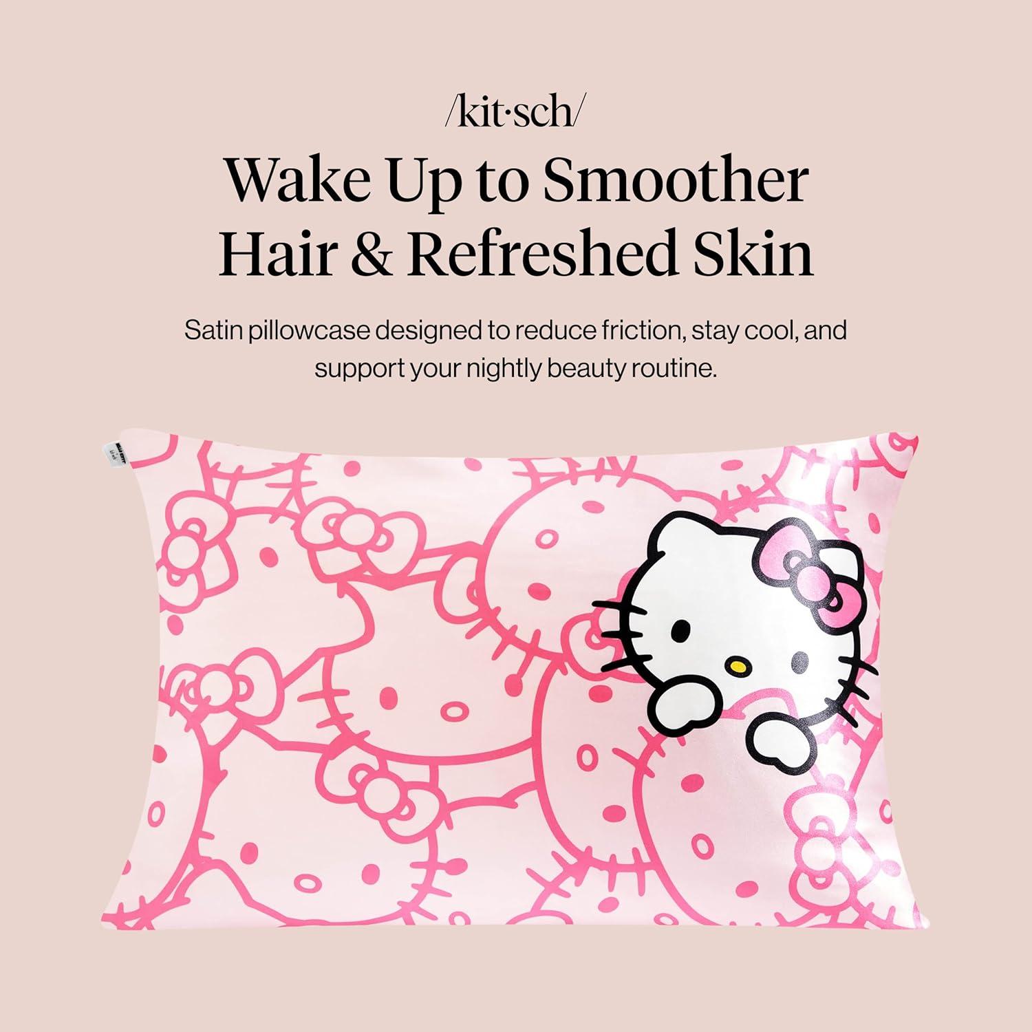 image:imageLisa Frank x Kitsch Satin Pillowcase with Zipper for Hair amp Skin Softer Than Silk Pillow Cases Smooth Cooling Satin Pillow Case WrinkleFree King Size Satin Pillow Case 19x36 Rainbow LeopardHello Kitty Pink Kitty Faces