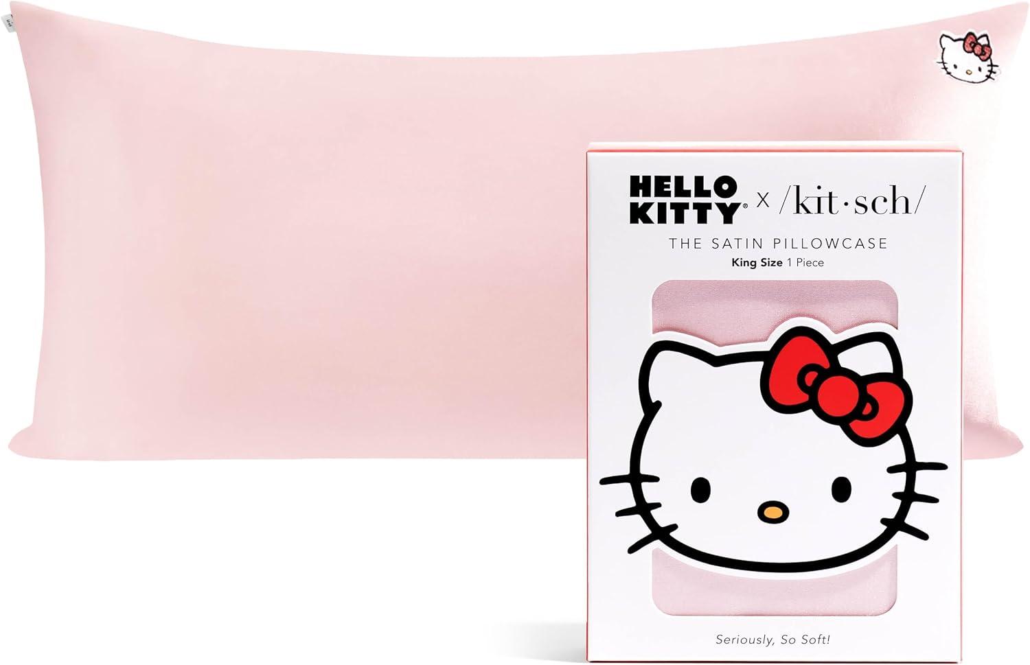 image:imageLisa Frank x Kitsch Satin Pillowcase with Zipper for Hair amp Skin Softer Than Silk Pillow Cases Smooth Cooling Satin Pillow Case WrinkleFree King Size Satin Pillow Case 19x36 Rainbow LeopardHello Kitty Pink Kitty Face