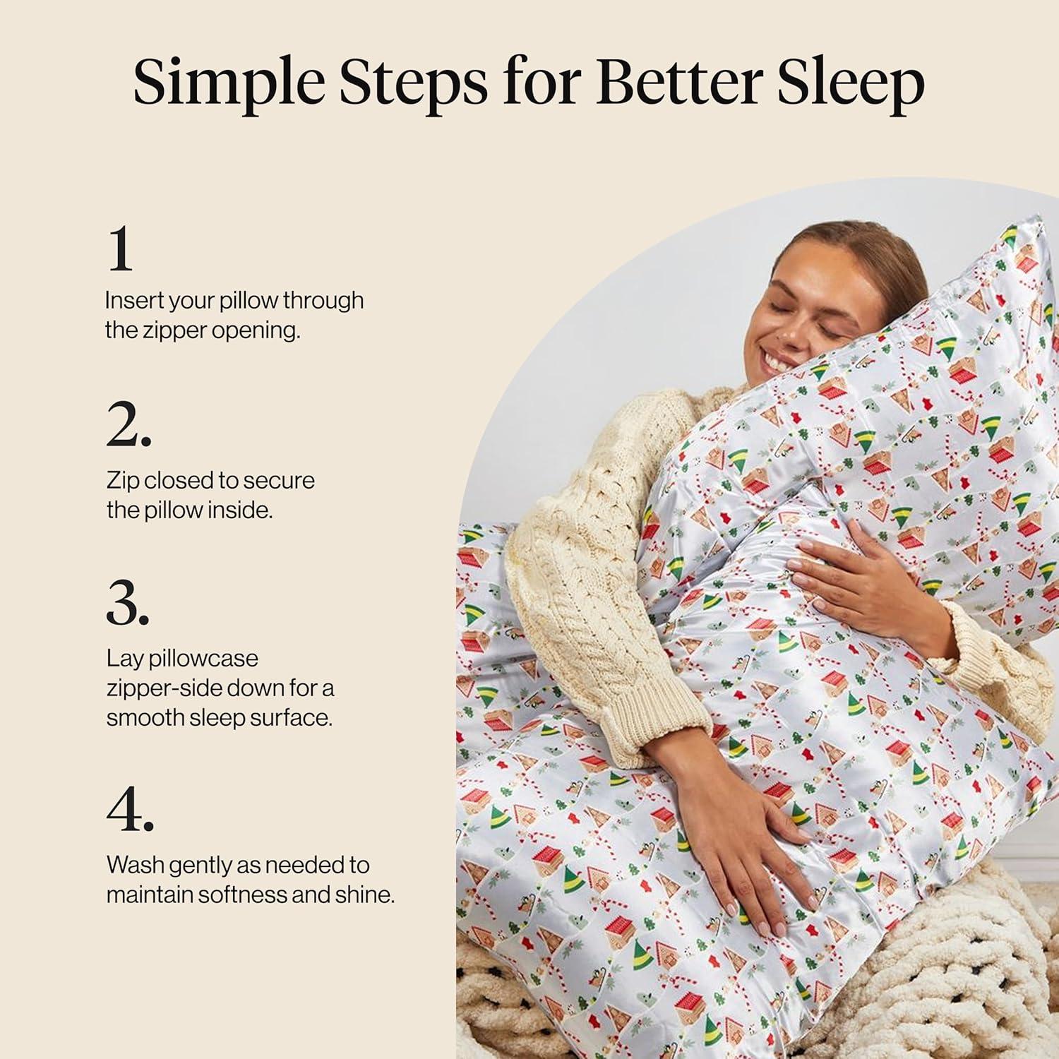 image:imageLisa Frank x Kitsch Satin Pillowcase with Zipper for Hair amp Skin Softer Than Silk Pillow Cases Smooth Cooling Satin Pillow Case WrinkleFree King Size Satin Pillow Case 19x36 Rainbow LeopardElf Periwinkle Christmas