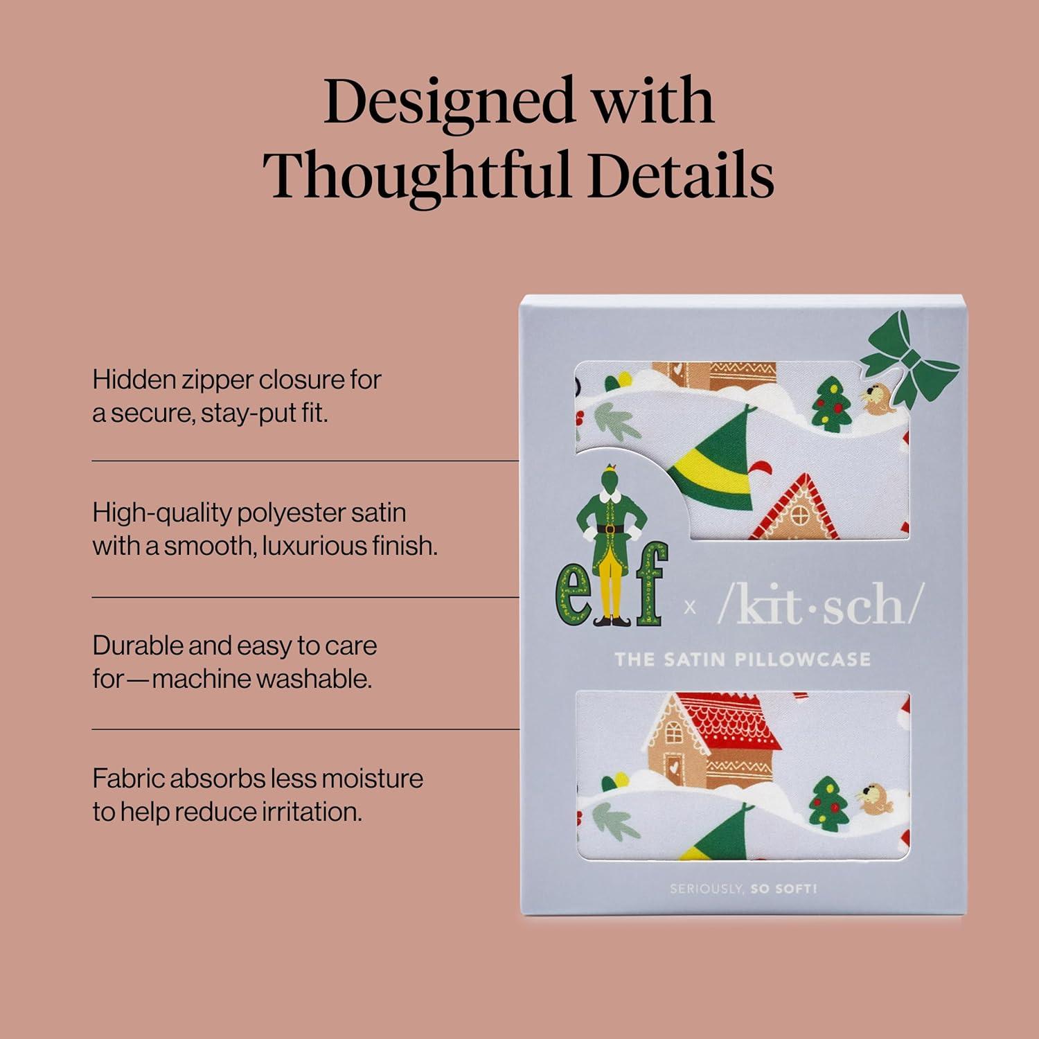 image:imageLisa Frank x Kitsch Satin Pillowcase with Zipper for Hair amp Skin Softer Than Silk Pillow Cases Smooth Cooling Satin Pillow Case WrinkleFree King Size Satin Pillow Case 19x36 Rainbow LeopardElf Periwinkle Christmas