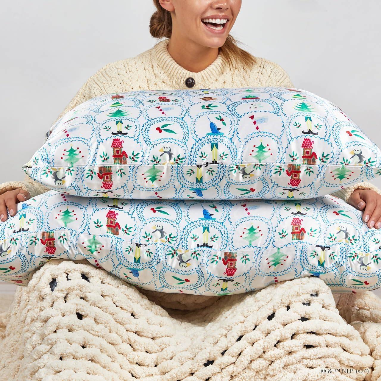 image:imageLisa Frank x Kitsch Satin Pillowcase with Zipper for Hair amp Skin Softer Than Silk Pillow Cases Smooth Cooling Satin Pillow Case WrinkleFree King Size Satin Pillow Case 19x36 Rainbow LeopardElf North Pole