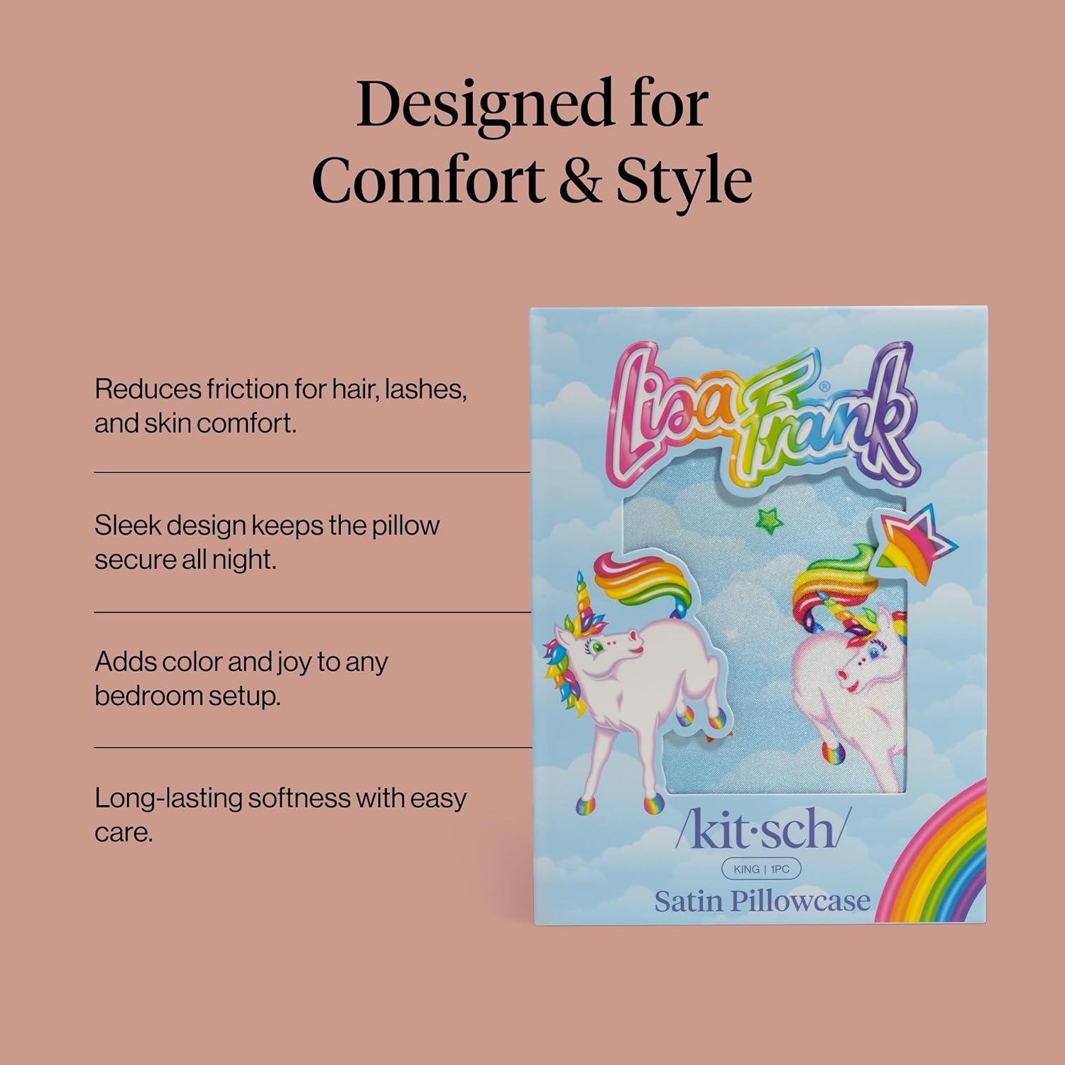 image:imageLisa Frank x Kitsch Satin Pillowcase with Zipper for Hair amp Skin Softer Than Silk Pillow Cases Smooth Cooling Satin Pillow Case WrinkleFree King Size Satin Pillow Case 19x36 Rainbow LeopardMarkietm