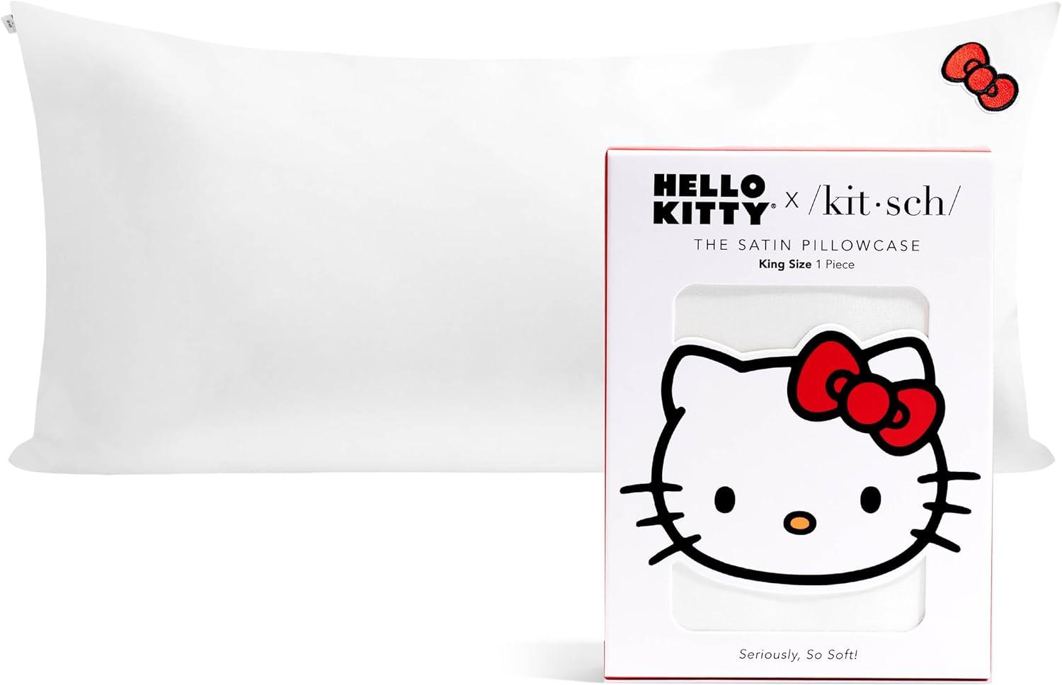 image:imageLisa Frank x Kitsch Satin Pillowcase with Zipper for Hair amp Skin Softer Than Silk Pillow Cases Smooth Cooling Satin Pillow Case WrinkleFree King Size Satin Pillow Case 19x36 Rainbow LeopardHello Kitty Ivory