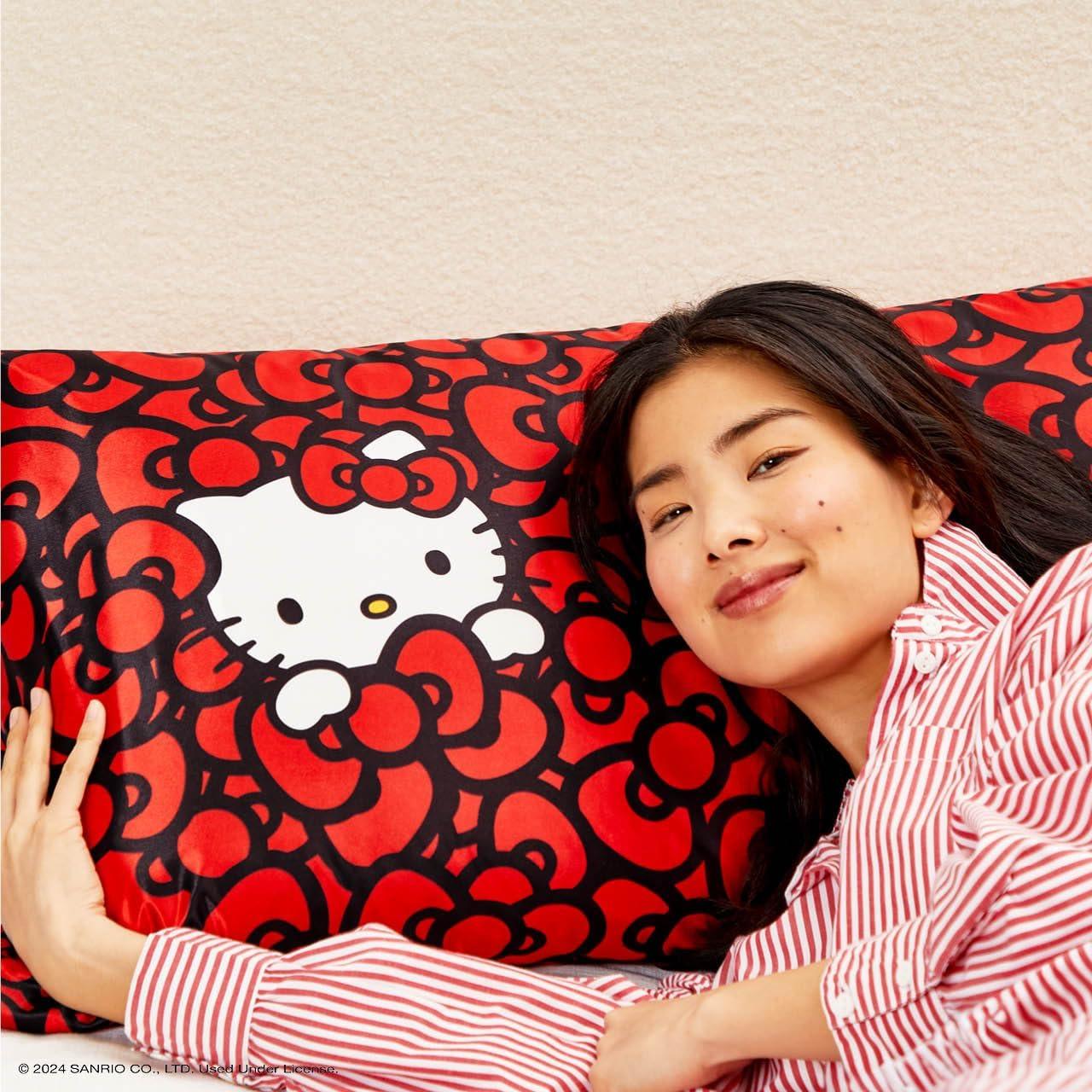 image:imageLisa Frank x Kitsch Satin Pillowcase with Zipper for Hair amp Skin Softer Than Silk Pillow Cases Smooth Cooling Satin Pillow Case WrinkleFree King Size Satin Pillow Case 19x36 Rainbow LeopardHello Kitty Sea of Bows