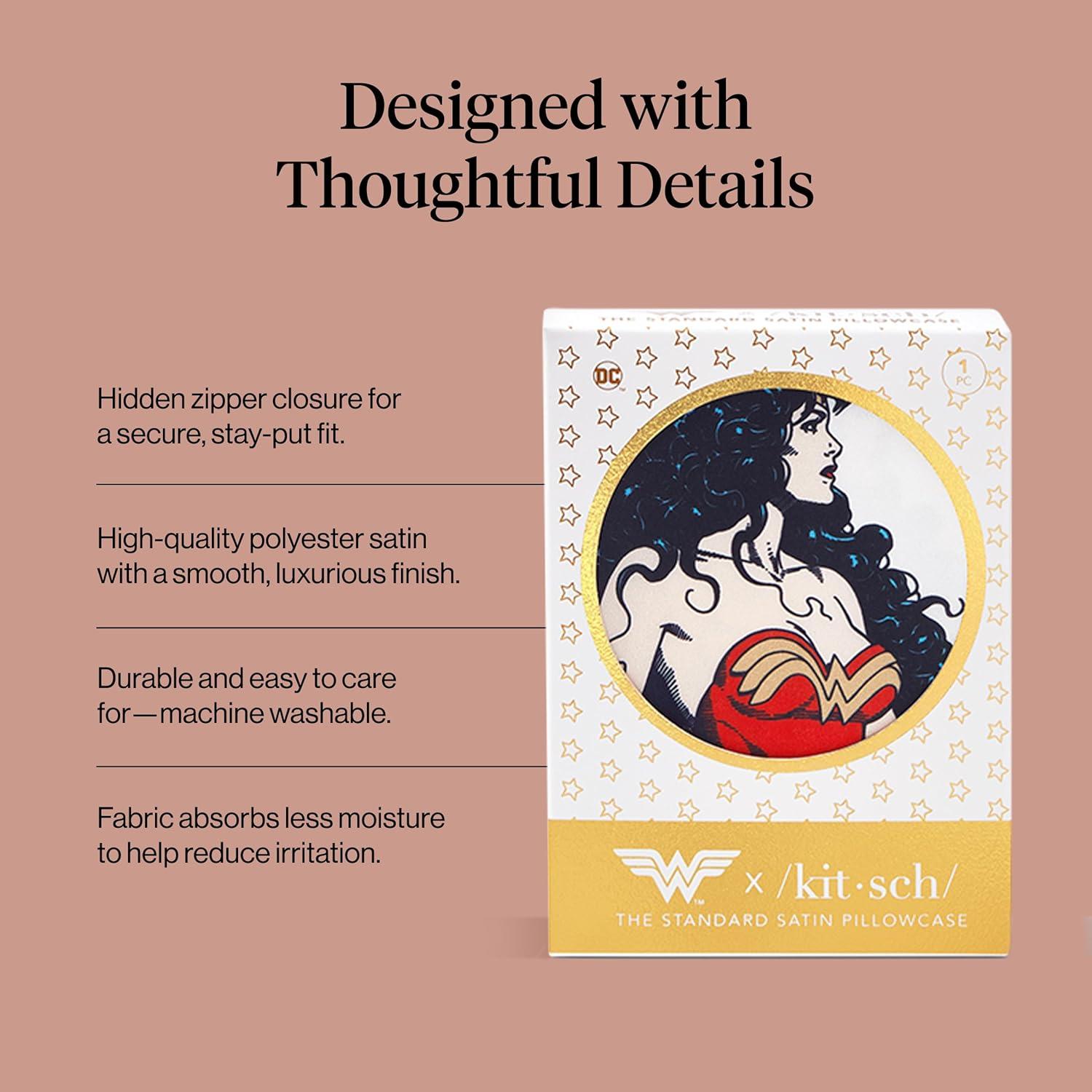 image:imageLisa Frank x Kitsch Satin Pillowcase with Zipper for Hair amp Skin Softer Than Silk Pillow Cases Smooth Cooling Satin Pillow Case WrinkleFree King Size Satin Pillow Case 19x36 Rainbow LeopardWonder Woman Believe in Wonder